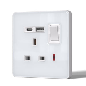 BSEED UK Standard 13A Socket with USB-C Port Electrical switch sockets for G-type plugs Power Outlets & Sockets Bseedswitch white 1 PCS/Pack Single Scoket