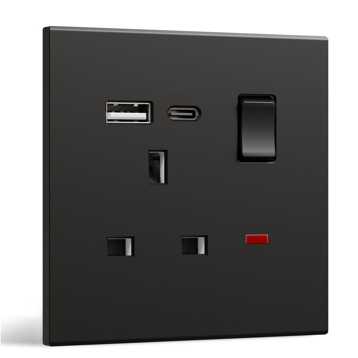 BSEED UK Standard 13A Socket with USB-C Port Electrical switch sockets Plastics Panel Power Outlets & Sockets Bseedswitch black 1 PCS/Pack Single Scoket