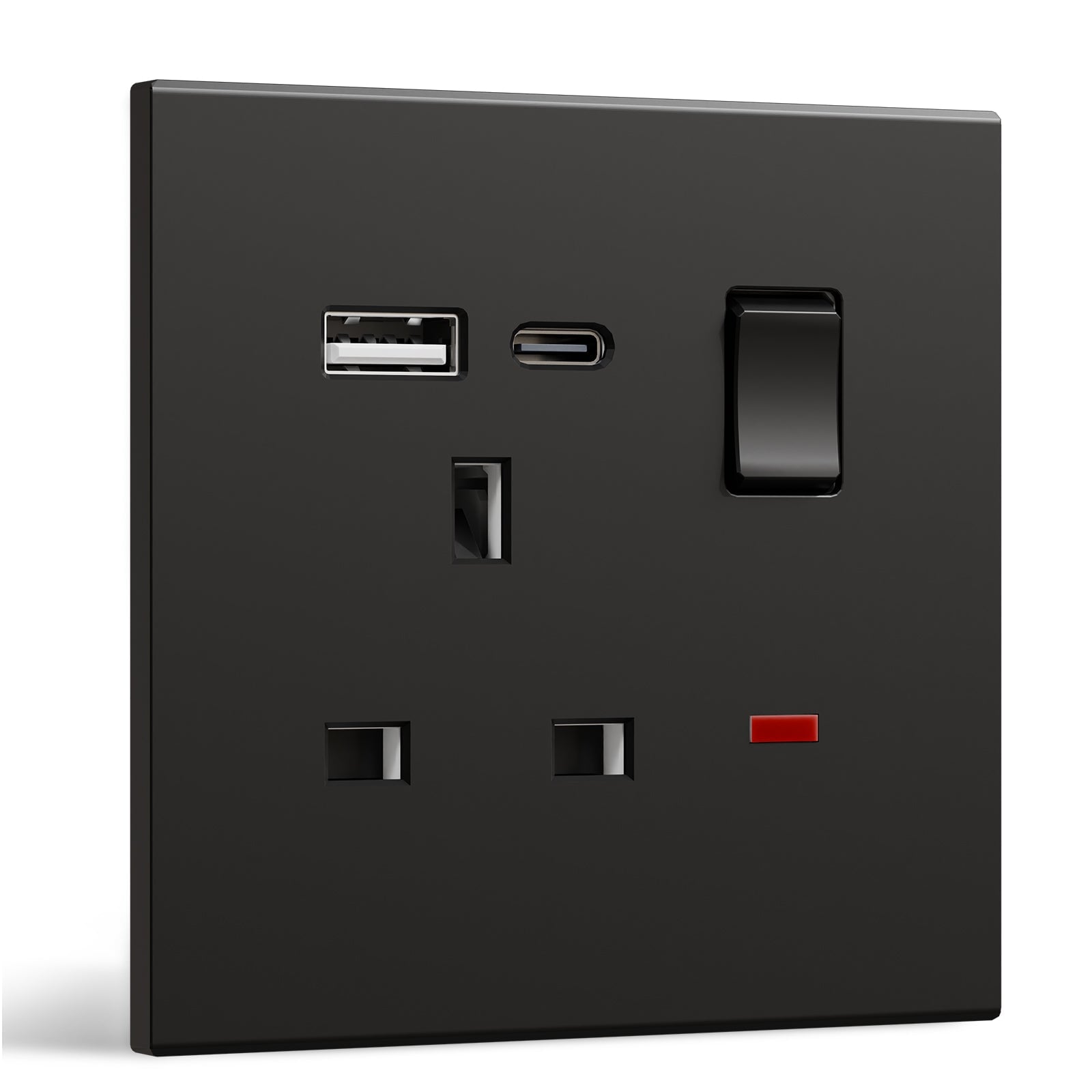 BSEED UK Standard 13A Socket with USB-C Port Electrical switch sockets Plastics Panel Power Outlets & Sockets Bseedswitch black 1 PCS/Pack Single Scoket