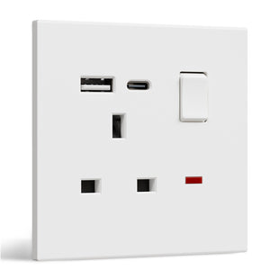 BSEED UK Standard 13A Socket with USB-C Port Electrical switch sockets Plastics Panel Power Outlets & Sockets Bseedswitch white 1 PCS/Pack Single Scoket