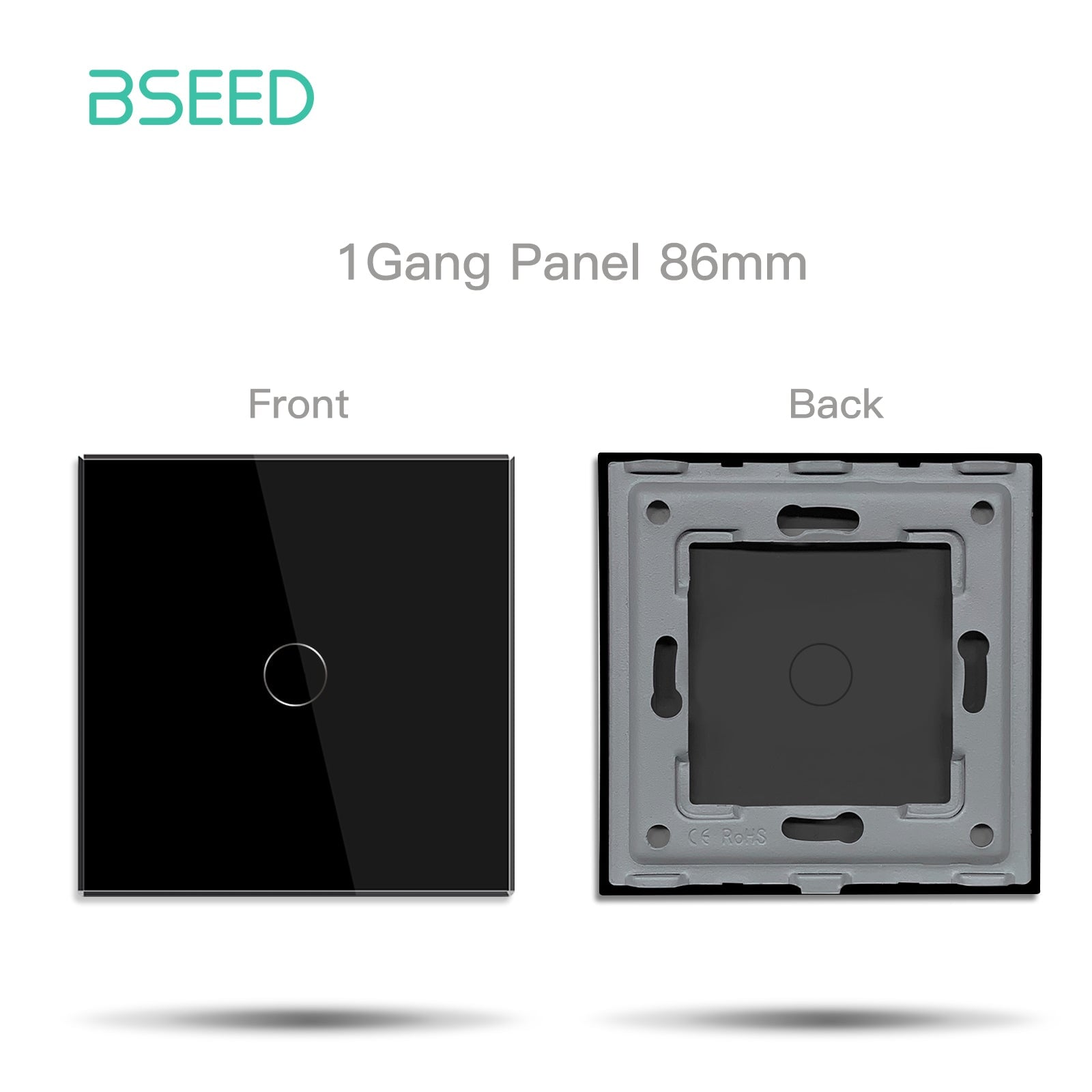 Bseed Crystal Glass Frame Smart Switch Socket Frame USB RJ45 Socket TV Satellite Wall Plug Function Parts DIY Free Combination Black Color Power Outlets & Sockets Bseedswitch 86mm Panel 