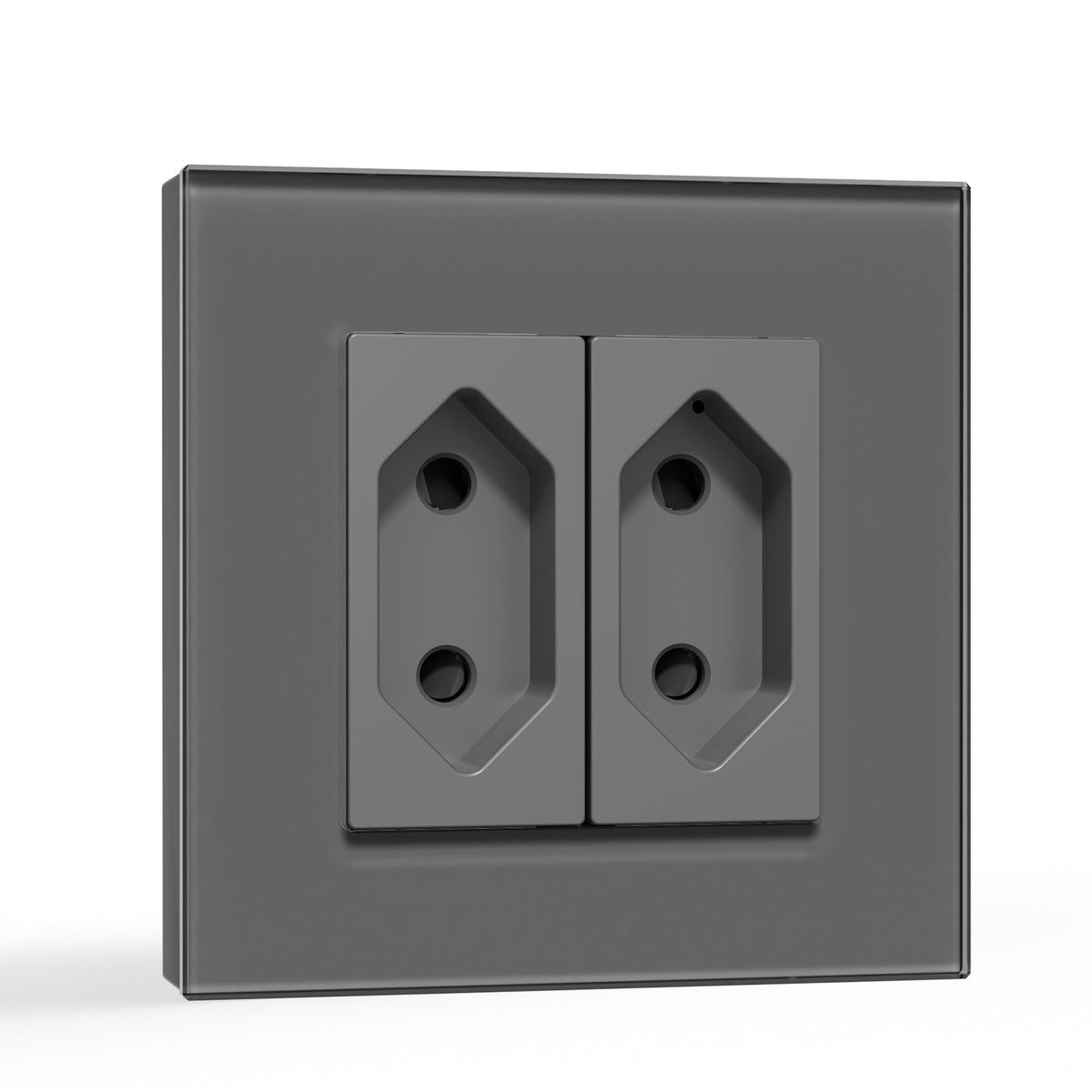 BSEED Double Sockets Power Wall Outlet Type F plug Sockket Eu It Standards 10A Socket Glass Panel Power Outlets & Sockets Bseedswitch Grey 
