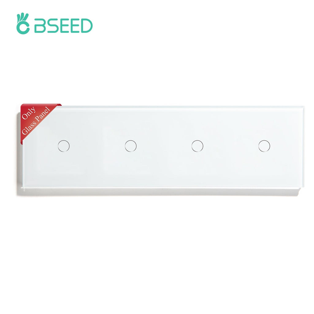 BSEED Glass Panel Only 299mm 4x 1/2/3 Gang Pearl DIY with Metal Frame Light Switches Bseedswitch White 1Gang+1Gang+1Gang+1Gang 