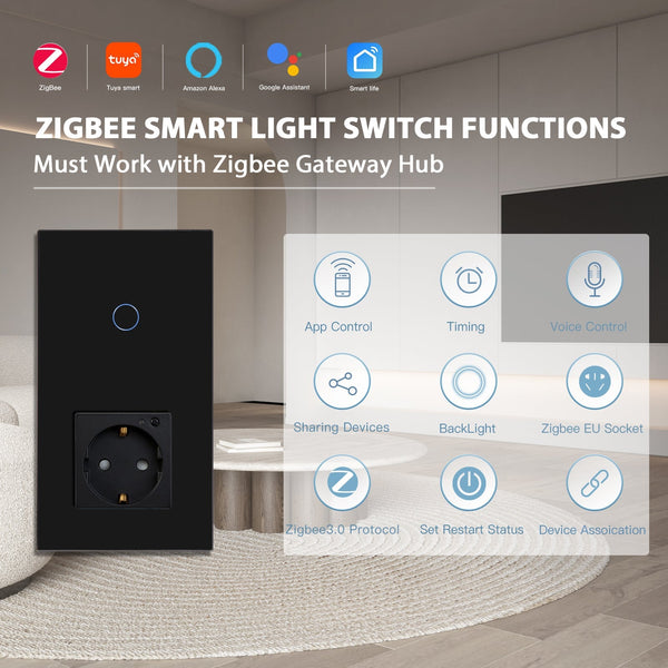 Bseed Zigbee 1/2/3 Light Switch 1/2/3 Way With Zigbee Socket Light Switches Bseedswitch 