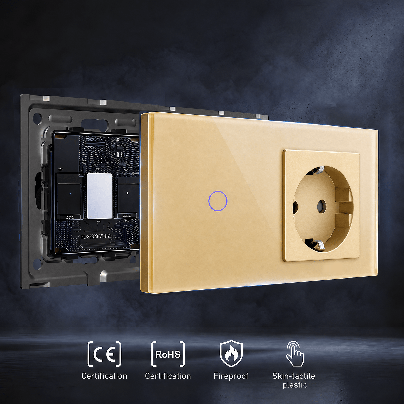 Bseed Smart Matter Wifi Light Switch with Eu Socket Electrical Wall Light switches Socket