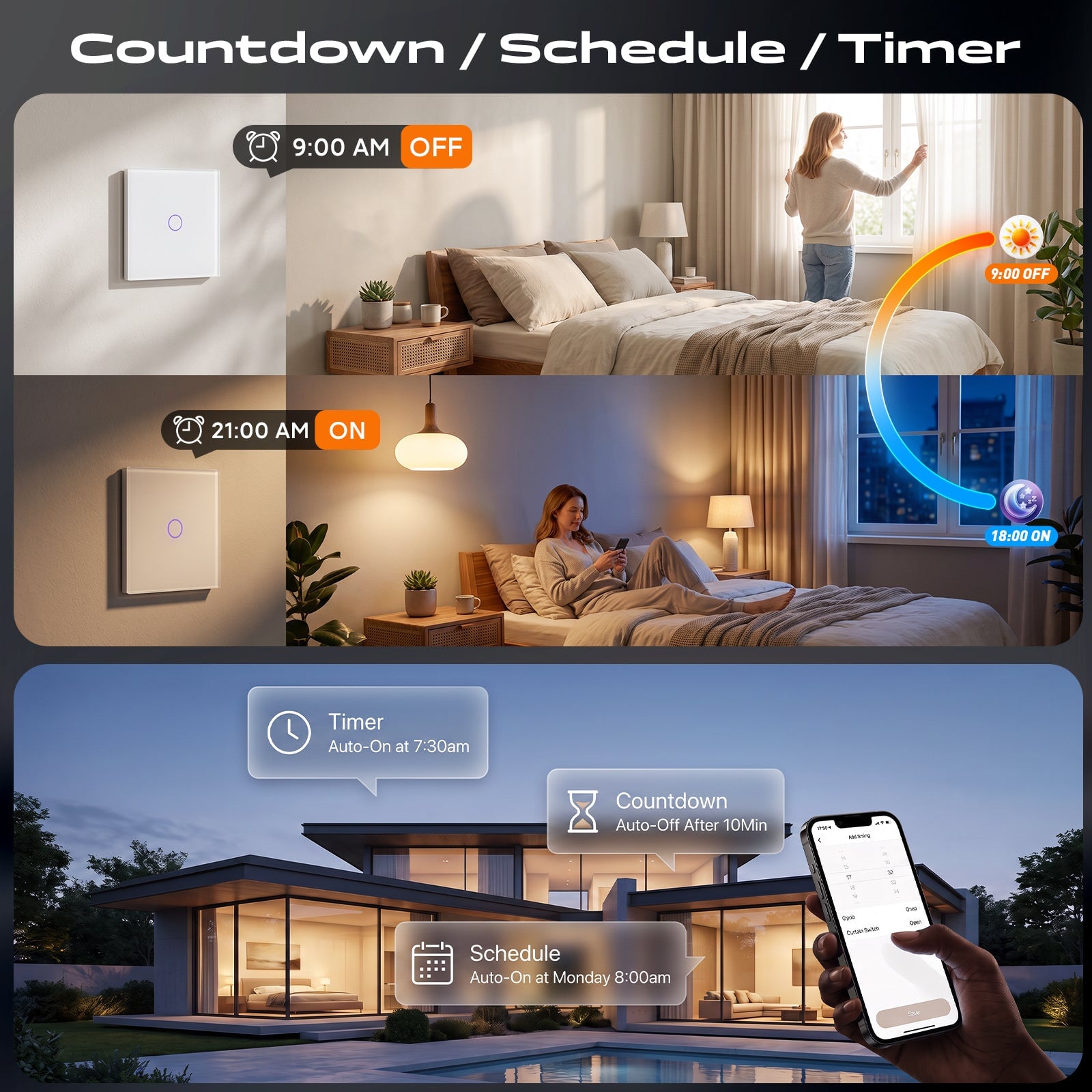light switch intelligent Bseed Matter Wifi, interrupteur mural électrique, interrupteurs d'éclairage, Bseedswitch 