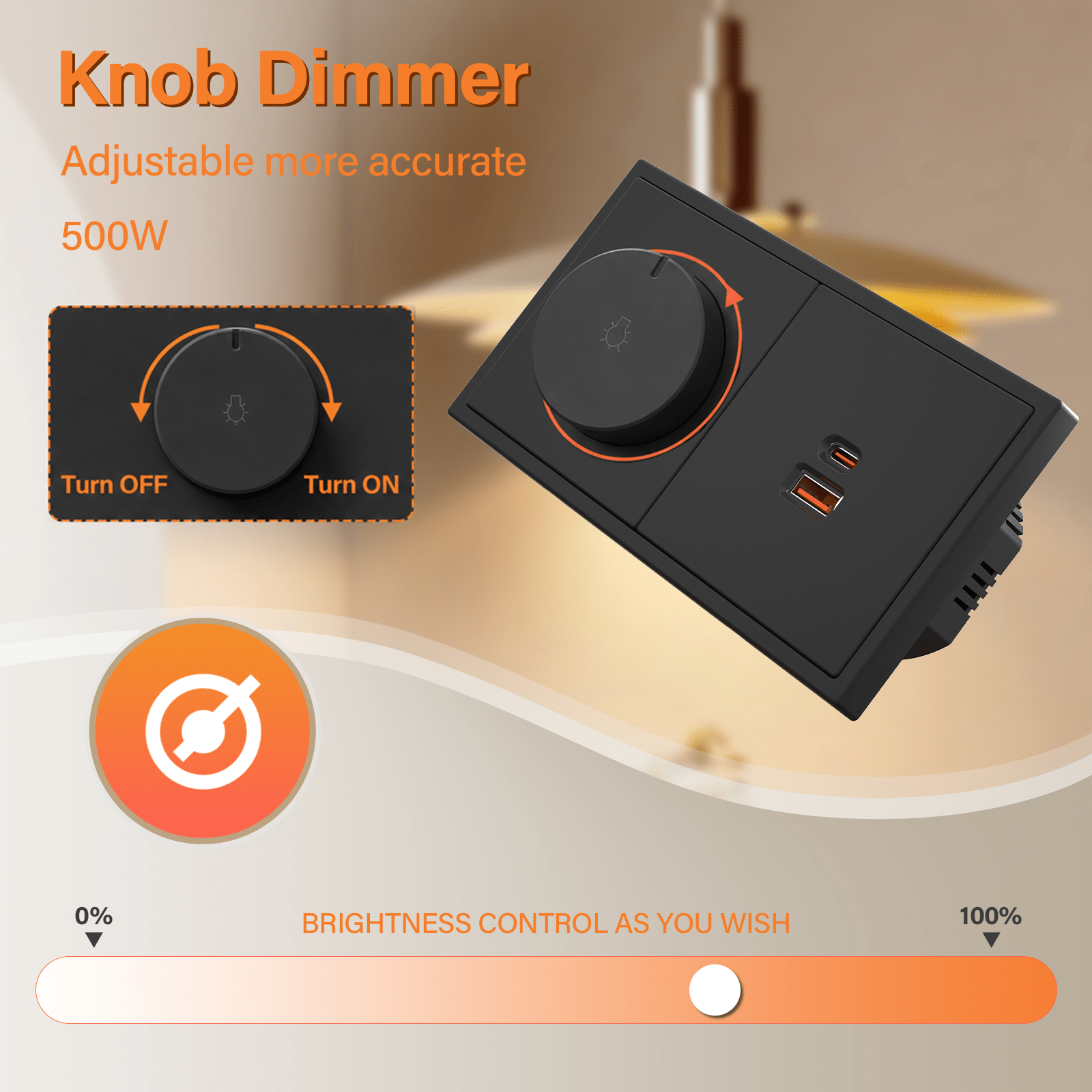 Grand Series Dimmer Switch Rotating Switch with Clamping Technology 500W dimmer switch Bseedswitch 