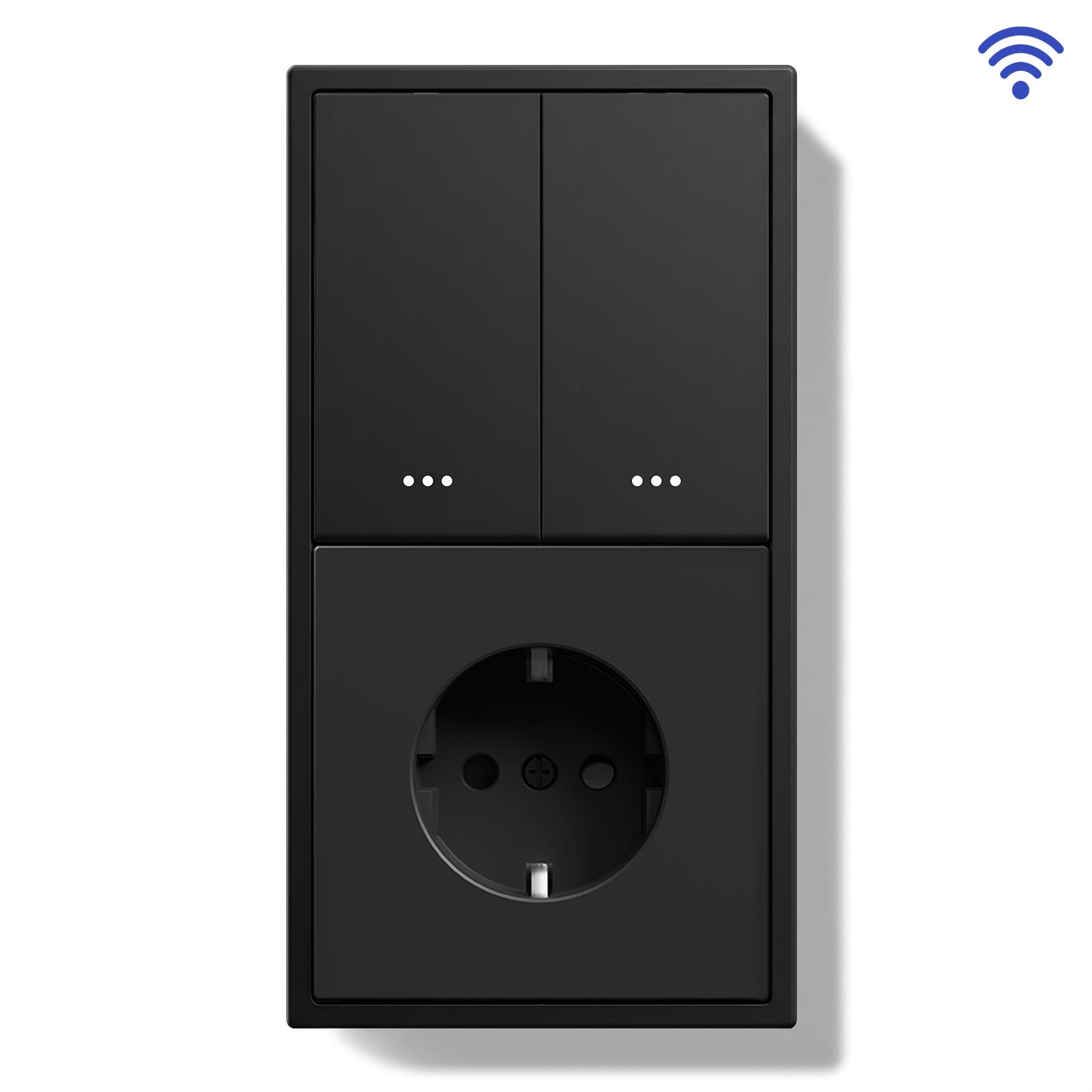 BSEED Gand Series Smart Wifi Light Switch (With Neutral) Recessed light switches with Normal Eu Socket Light Switches Bseedswitch Black 2 Gang 