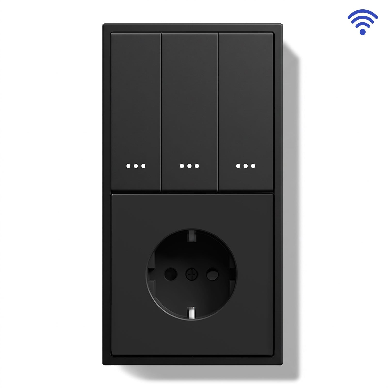 BSEED Gand Series Smart Wifi Light Switch (With Neutral) Recessed light switches with Normal Eu Socket Light Switches Bseedswitch Black 3 Gang 