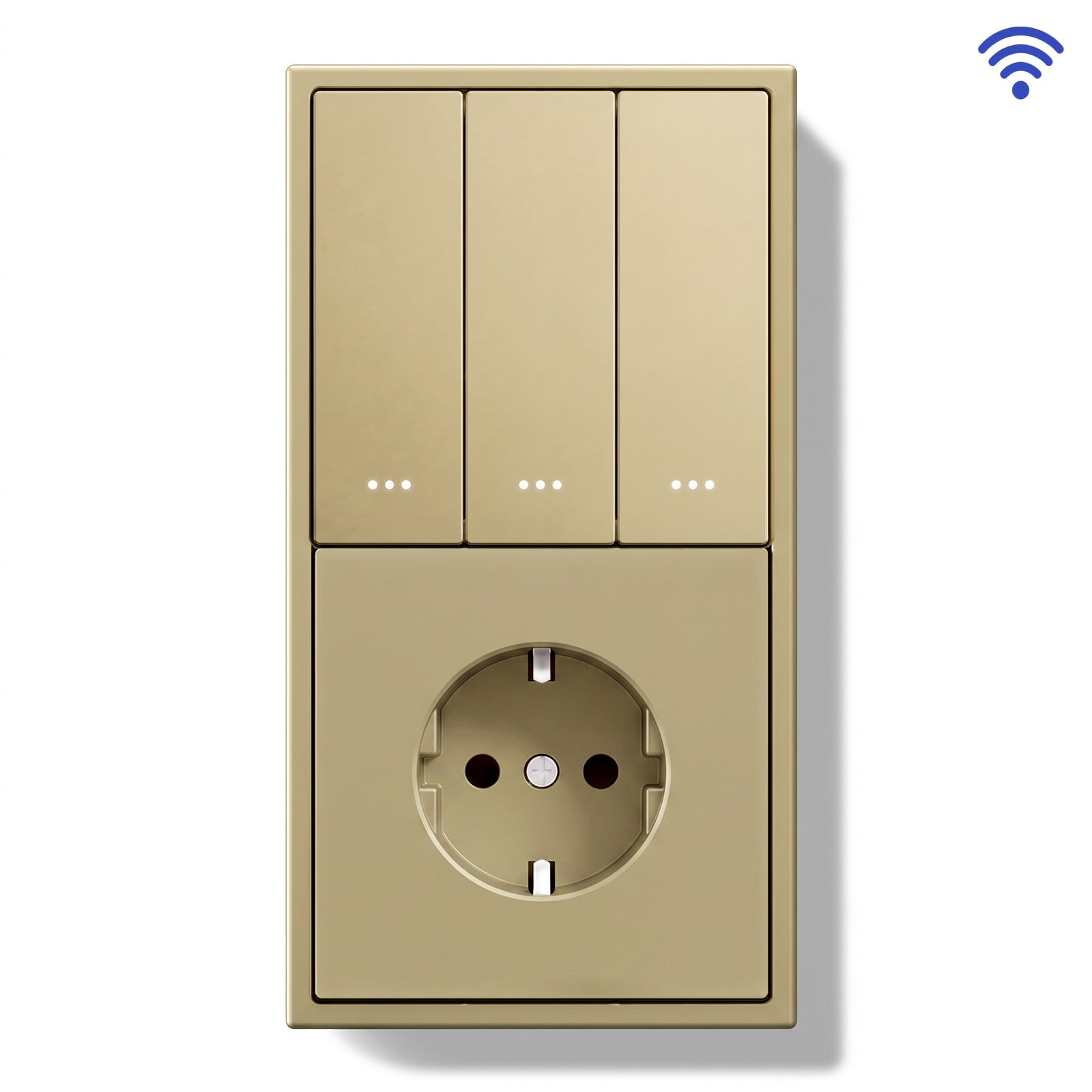 BSEED Gand Series Smart Wifi Light Switch (With Neutral) Recessed light switches with Normal Eu Socket Light Switches Bseedswitch Gold 3 Gang 