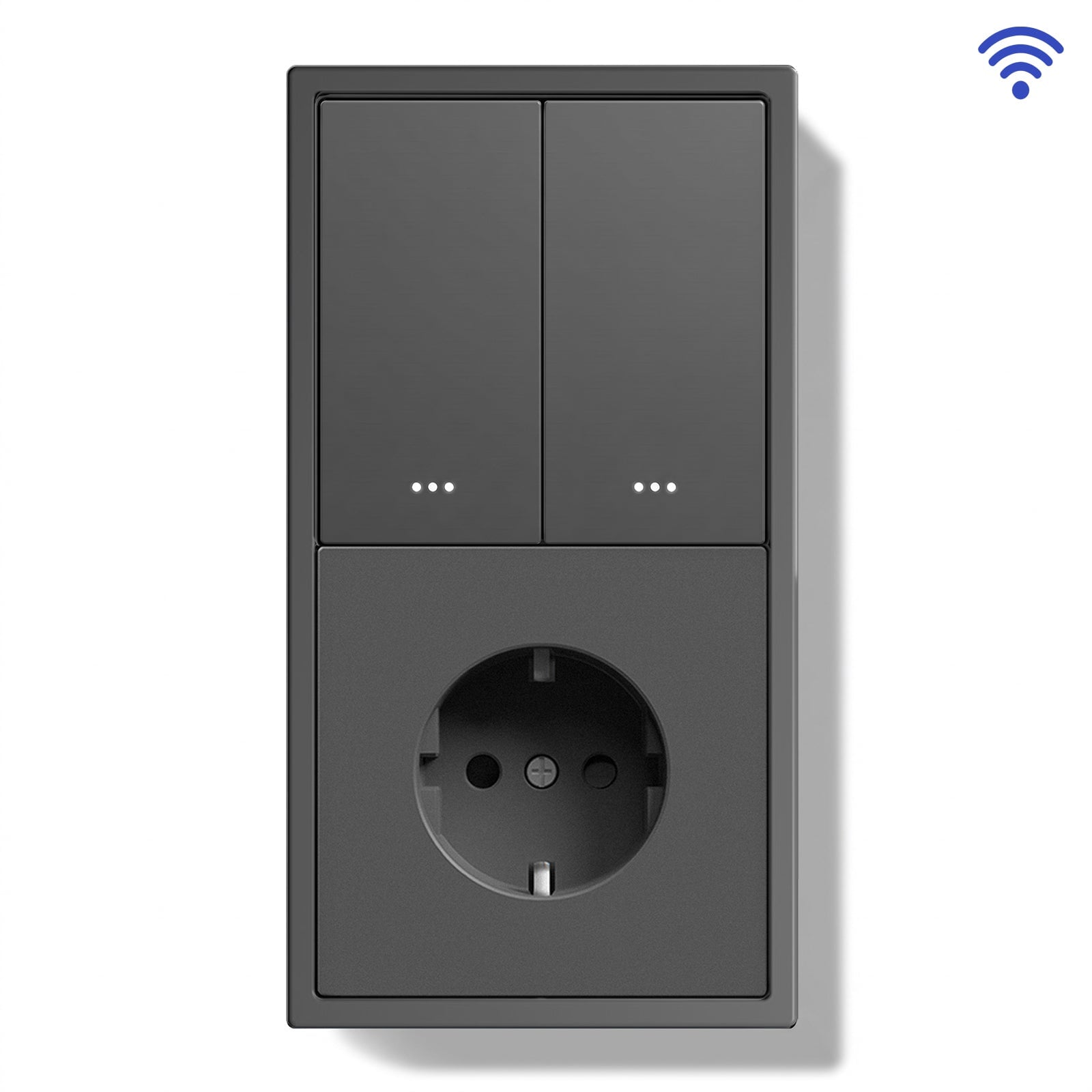 BSEED Gand Series Smart Wifi Light Switch (With Neutral) Recessed light switches with Normal Eu Socket Light Switches Bseedswitch Grey 2 Gang 