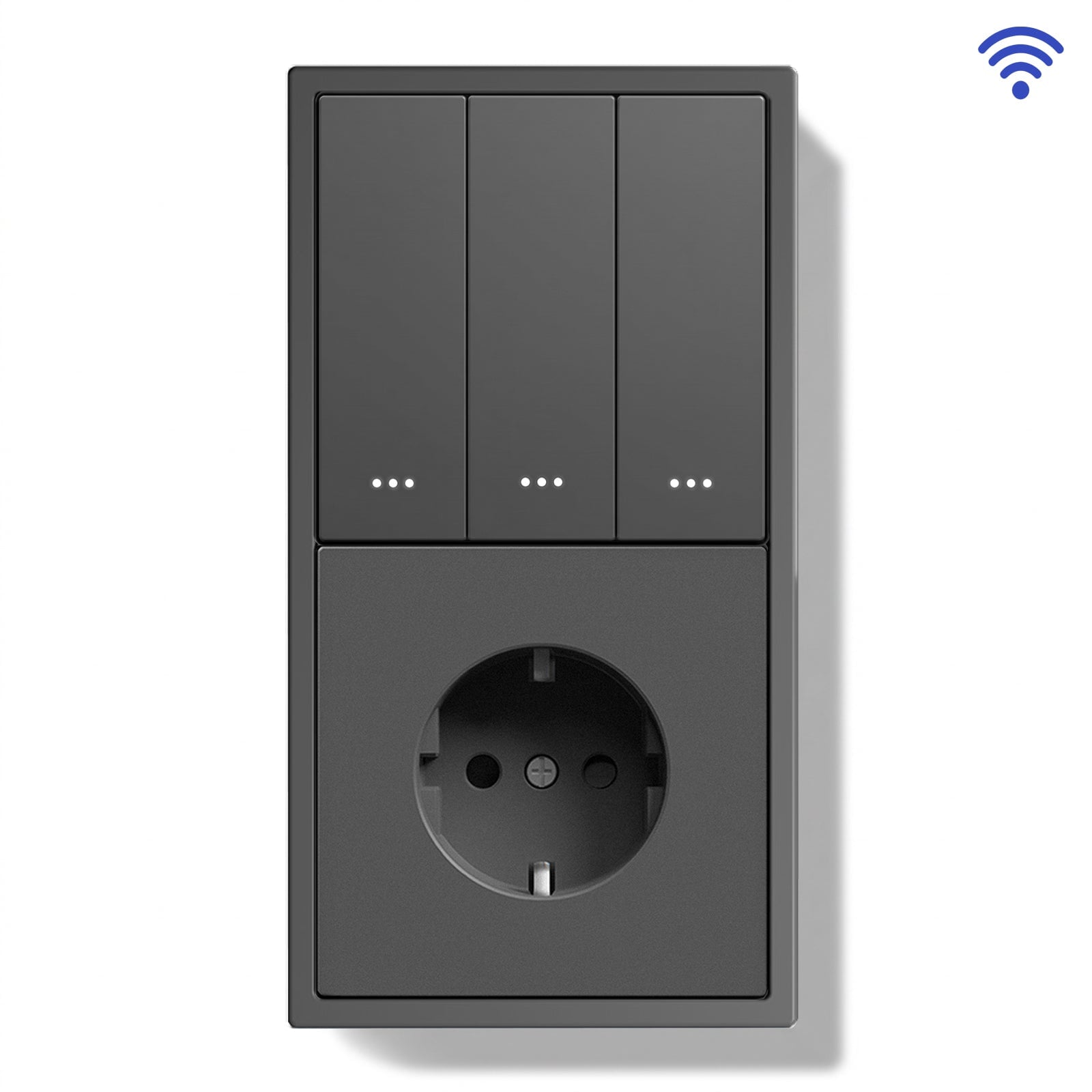 BSEED Gand Series Smart Wifi Light Switch (With Neutral) Recessed light switches with Normal Eu Socket Light Switches Bseedswitch Grey 3 Gang 