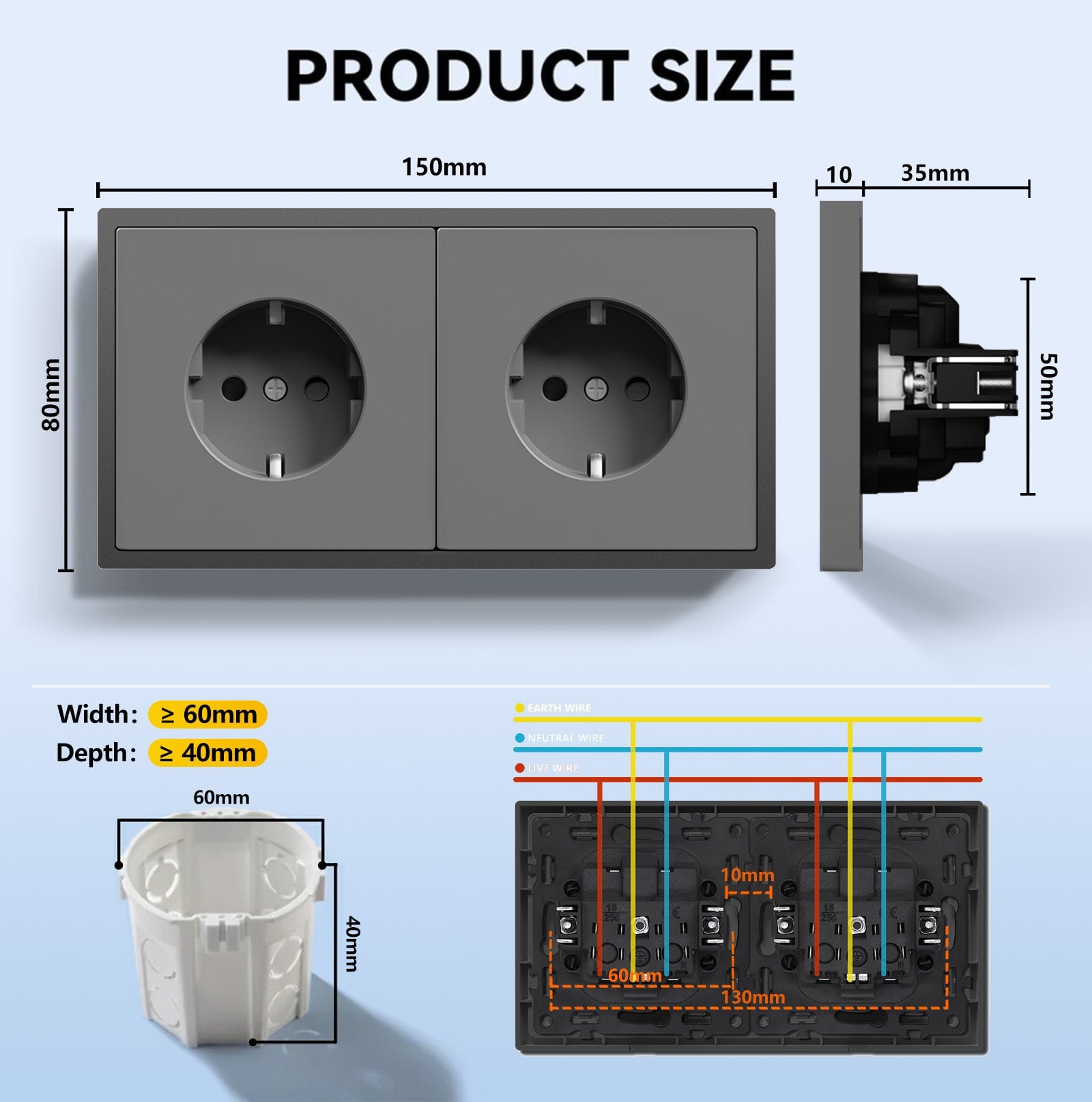 EG Easy Install EU Wall Sockets with clamping technology Power Outlets & Sockets Bseedswitch 