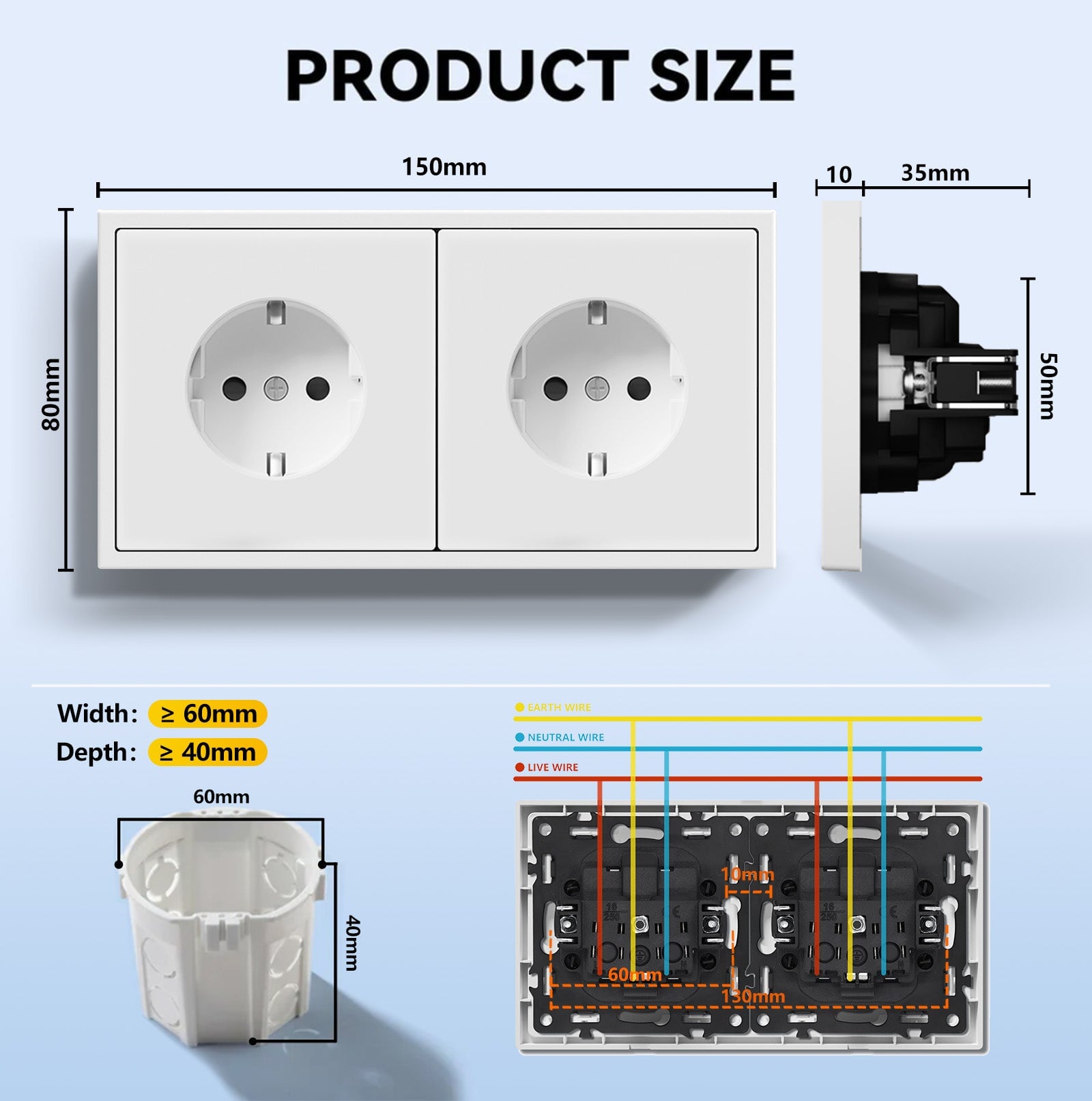 EG Easy Install EU Wall Sockets with clamping technology Power Outlets & Sockets Bseedswitch 