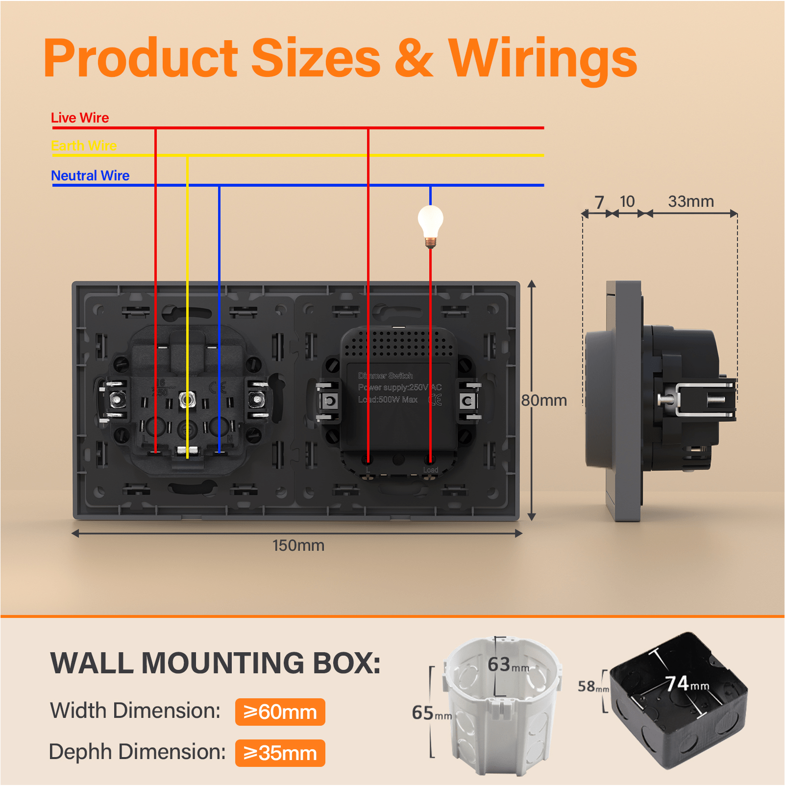 Grand Series Dimmer Switch Rotating Switch with Clamping Technology 500W dimmer switch Bseedswitch 