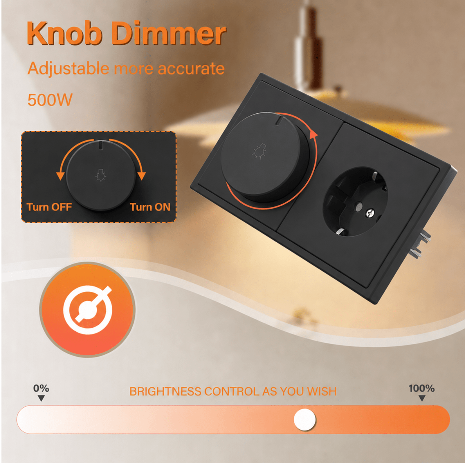 Grand Series Dimmer Switch Rotating Switch with Clamping Technology 500W dimmer switch Bseedswitch 