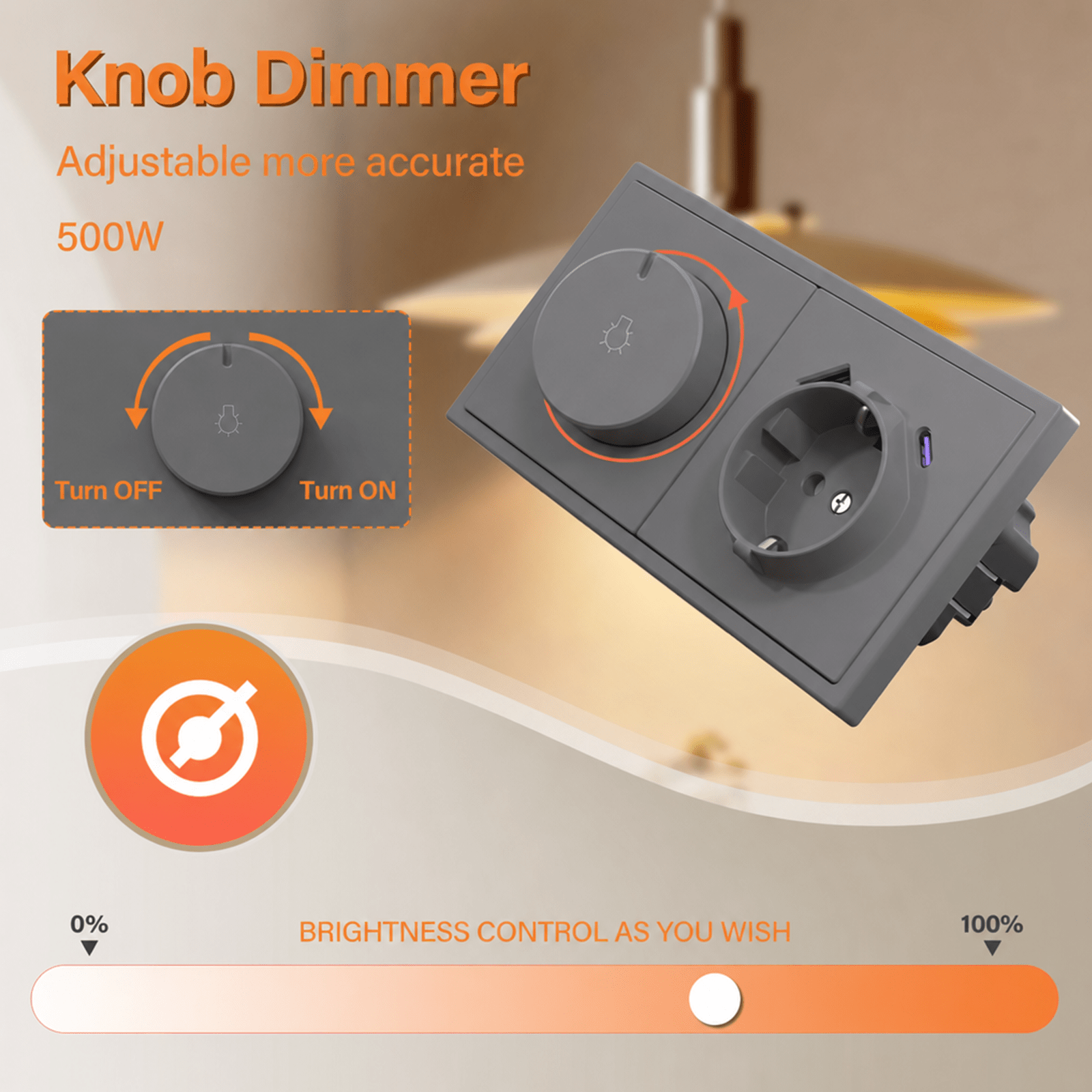 Grand Series Dimmer Switch Rotating Switch with Clamping Technology 500W dimmer switch Bseedswitch 