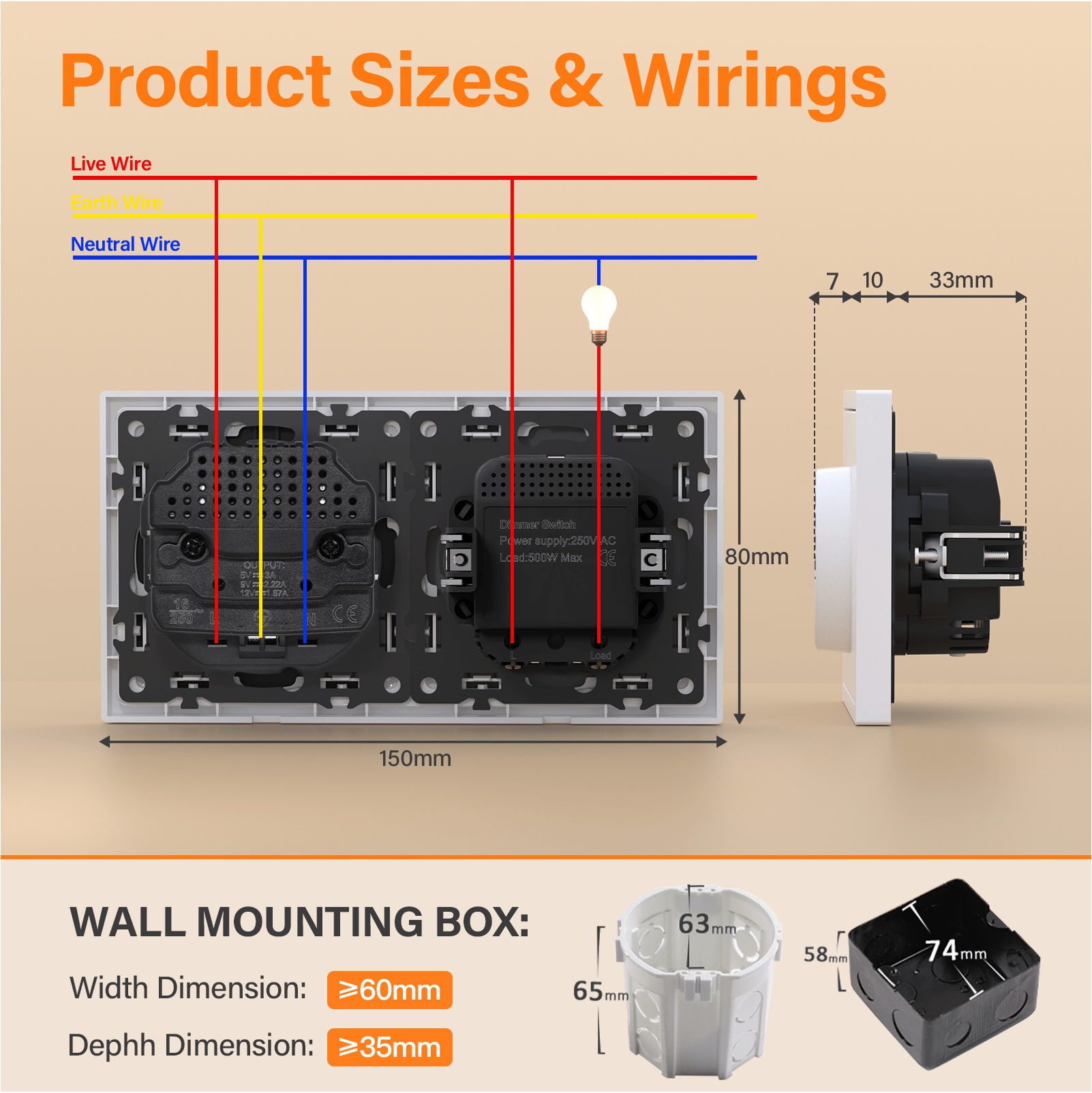 Grand Series Dimmer Switch Rotating Switch with Clamping Technology 500W dimmer switch Bseedswitch 