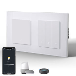 Bseed Echo Smart Wifi Light Switch with Dimmer switch Wifi Work With Alex Google Assistant Wall Plates & Covers Bseedswitch White 1 Gang Switch+Dimmer 