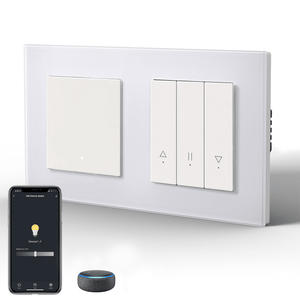 Bseed Echo Smart Wifi Light Switch With Wifi Roller Shutter Switch Work with Tuya Alex Google Assistant Blind Switch Home Automation Kits Bseedswitch White 1 Gang + Blind Switch 