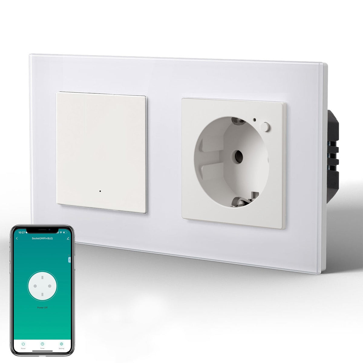 Echo Series Smart Wifi Light Switch With Smart Wifi EU Single Socket 157mm Neutral Line Required Power Outlets & Sockets Bseedswitch White 1 Gang 