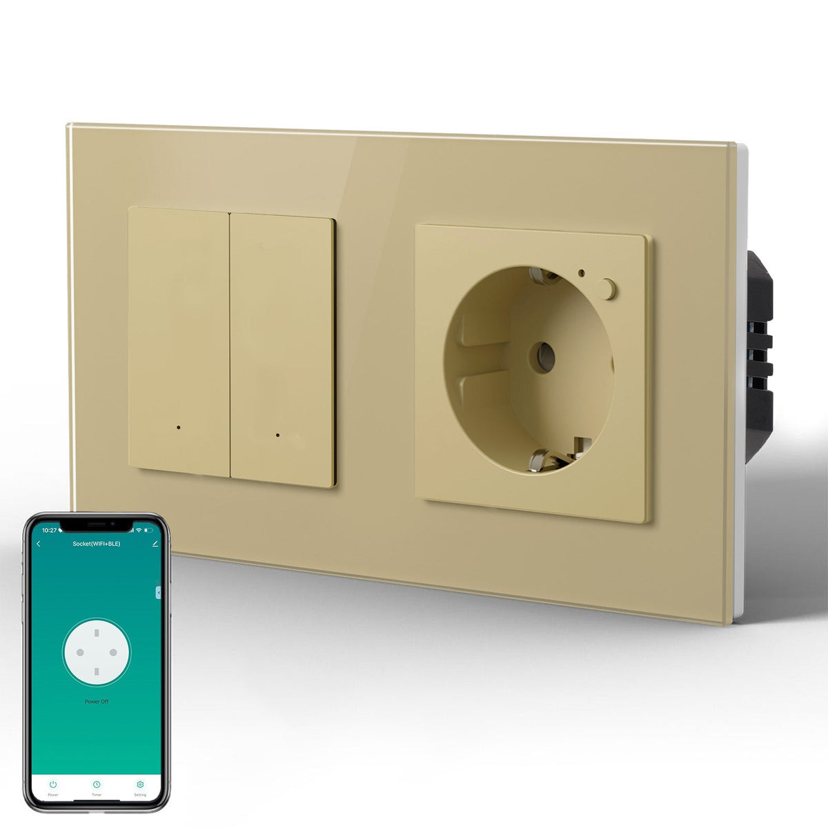 Echo Series Smart Wifi Light Switch With Smart Wifi EU Single Socket 157mm Neutral Line Required Power Outlets & Sockets Bseedswitch Gold 2 Gang 