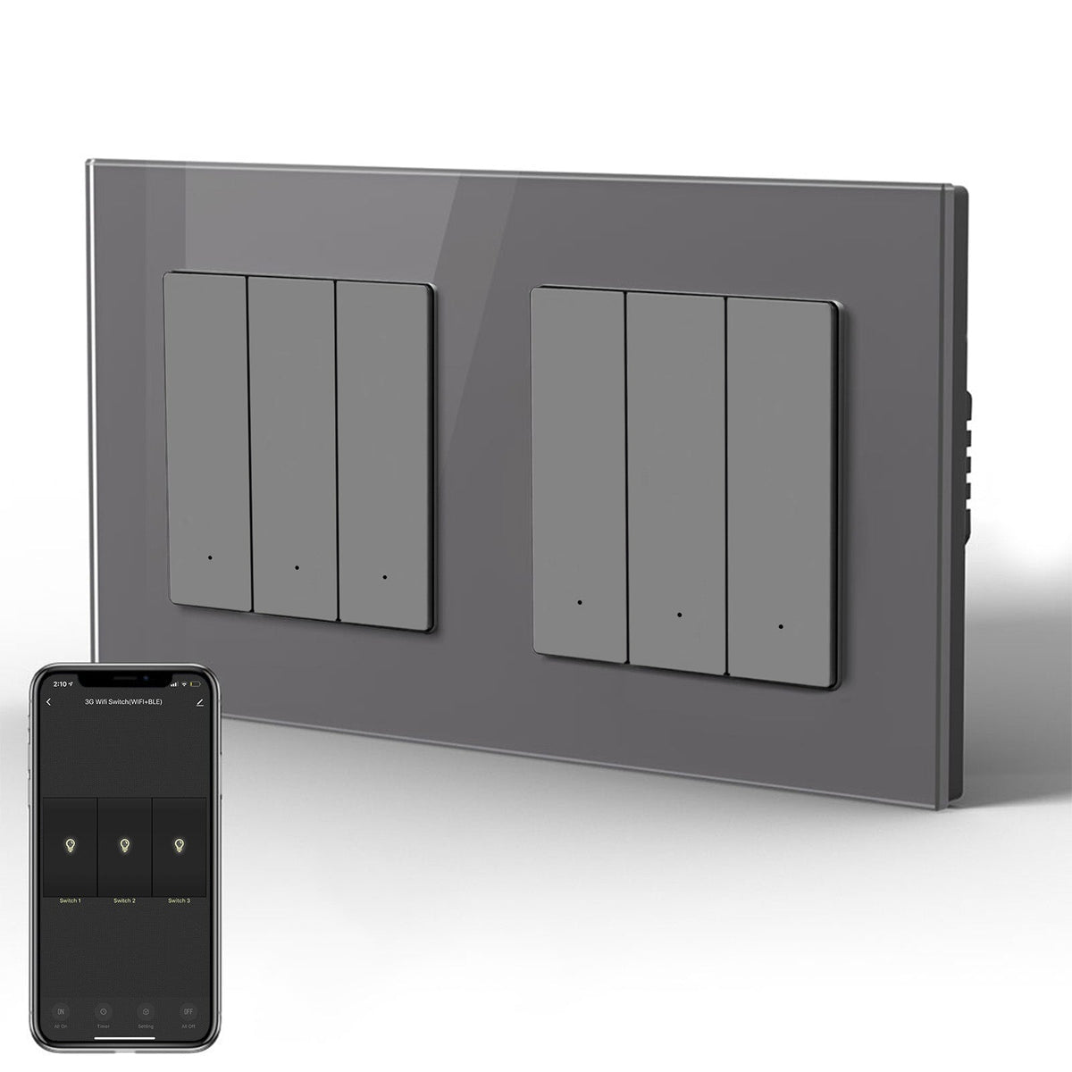BSEED Smart Wifi Light Switch Double Light Switch (With Neutral) Light Switches Bseedswitch Grey 3 Gang 