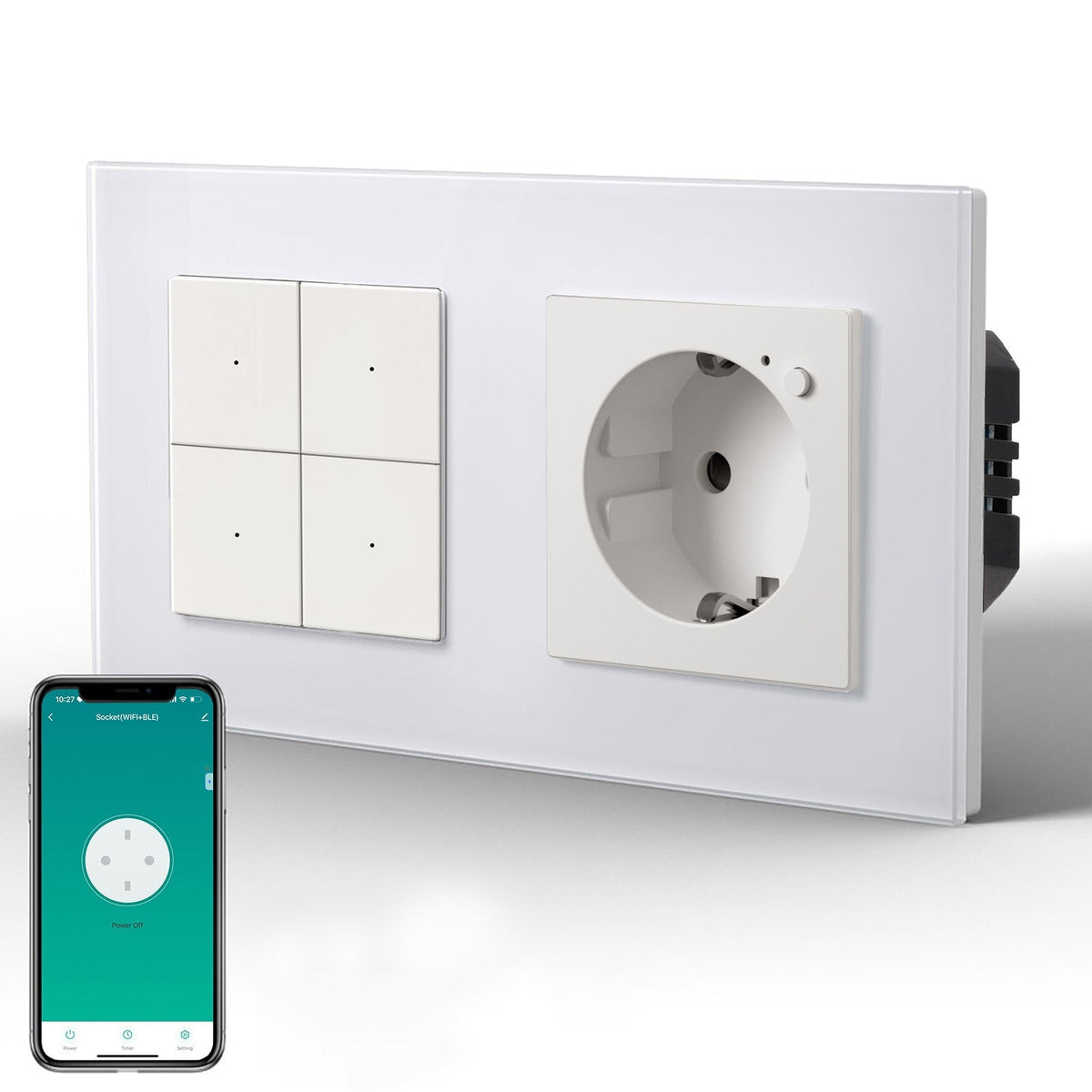 Echo Series Smart Wifi Light Switch With Smart Wifi EU Single Socket 157mm Neutral Line Required Power Outlets & Sockets Bseedswitch White 4 Gang 