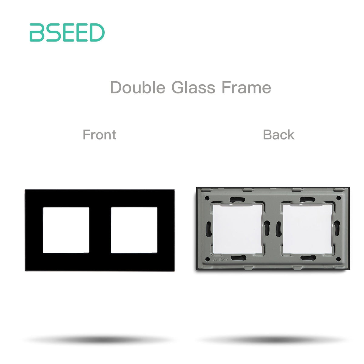 Bseed Crystal Glass Frame Smart Switch Socket Frame USB RJ45 Socket TV Satellite Wall Plug Function Parts DIY Free Combination Black Color Power Outlets & Sockets Bseedswitch 2 Slot Panel 