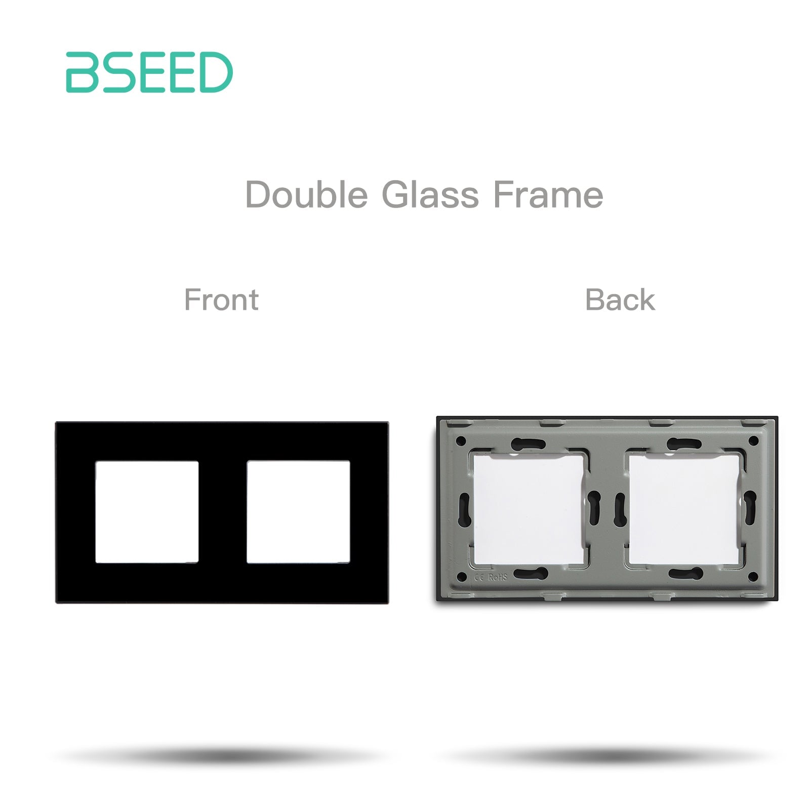 Bseed Crystal Glass Frame Smart Switch Socket Frame USB RJ45 Socket TV Satellite Wall Plug Function Parts DIY Free Combination Black Color Power Outlets & Sockets Bseedswitch 2 Slot Panel 