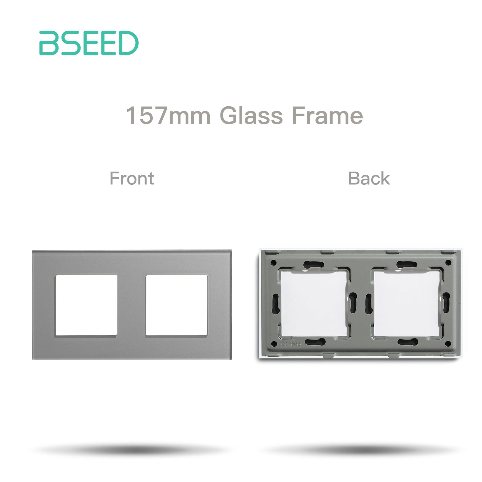 Bseed Crystal Glass Frame Smart Switch Socket Frame USB RJ45 Socket TV Satellite Wall Plug Function Parts DIY Free Combination Grey Color socket Bseedswitch 