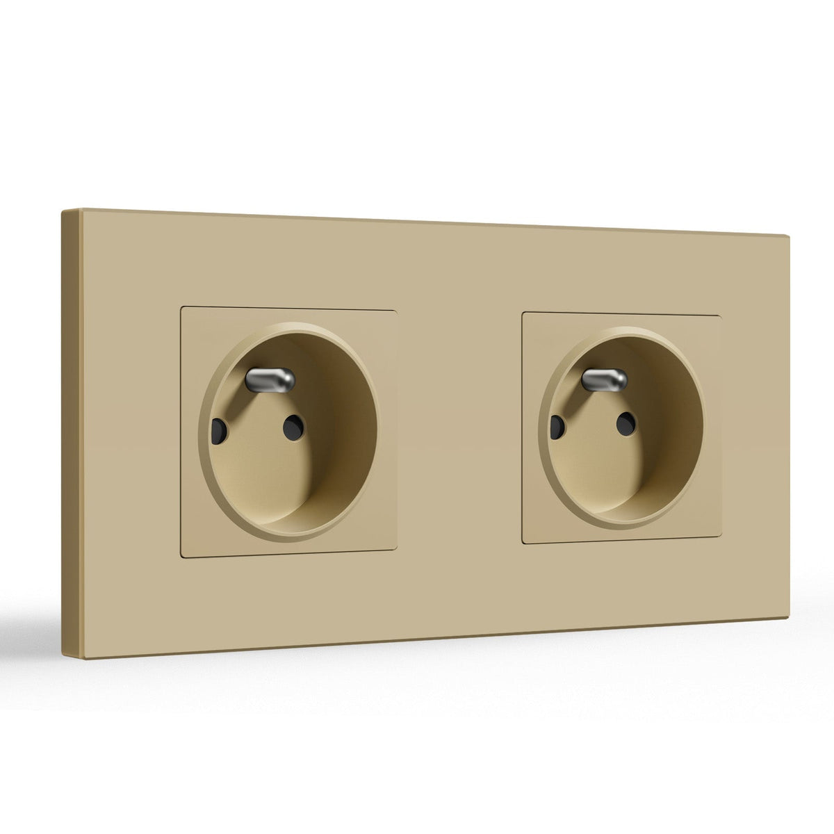 Prese elettriche da parete BSEED FR con protezione per bambini, 16A, placche e coperture, placca doppia in plastica color oro BSEEDswitch