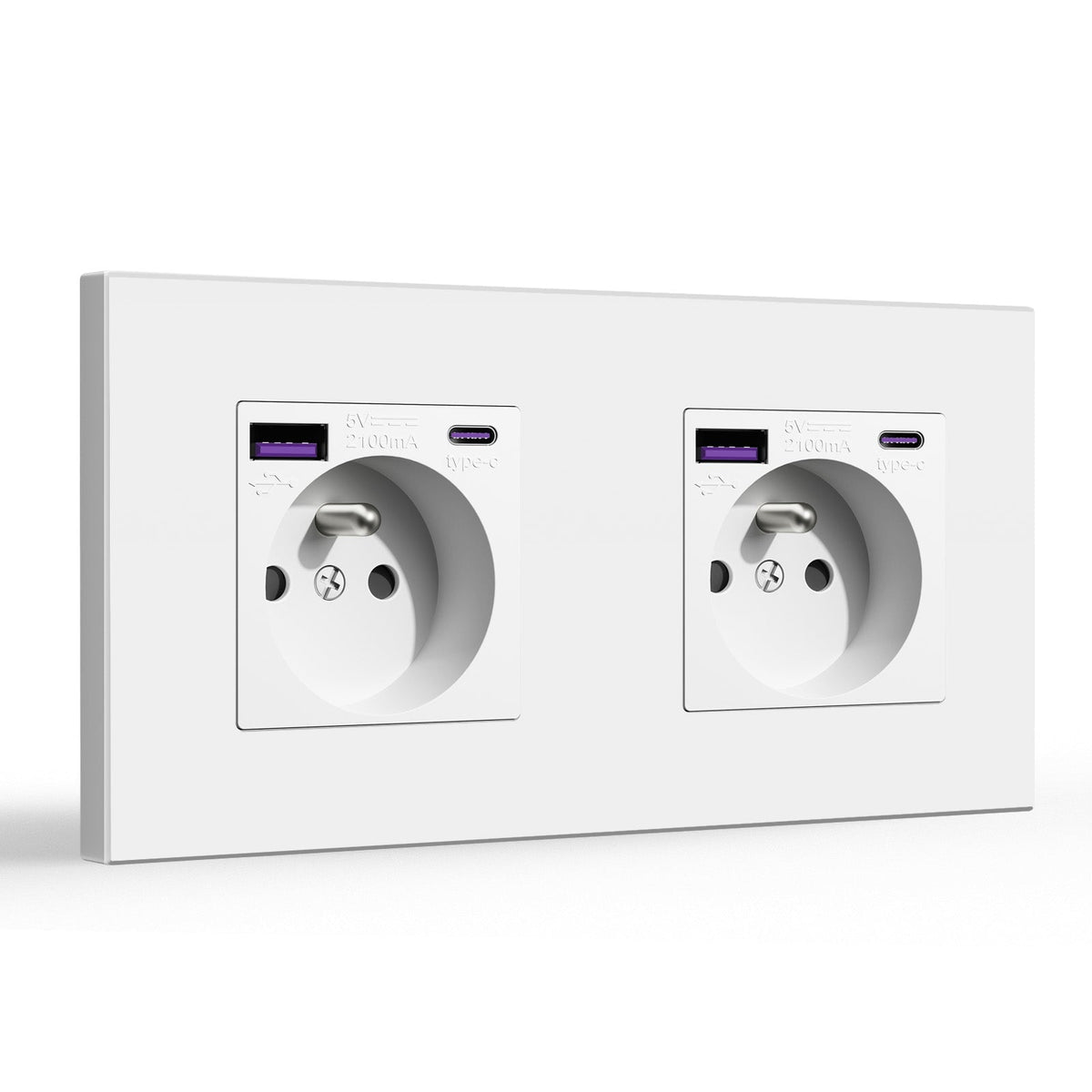 BSEED FR sockets with 20W PD Fast Charge Type-C Interface Outlet Wall Socket Power Outlets & Sockets Bseedswitch White Plastic Double