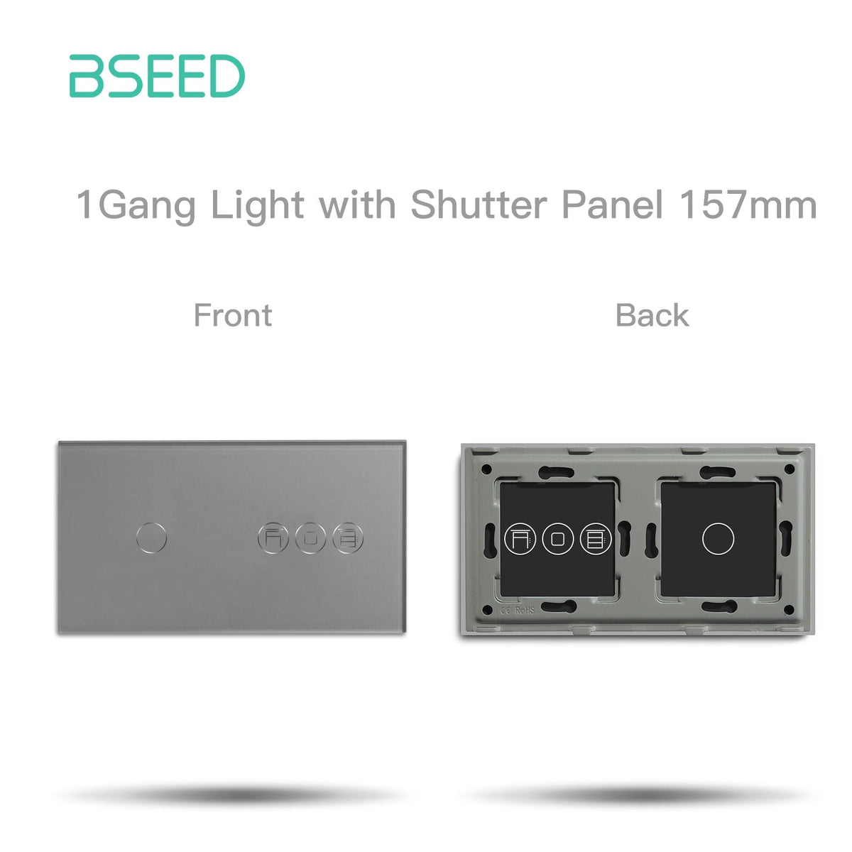 Bseed kristallen glazen paneel voor touch-schakelaar en wifi-rolluikschakelaar functiemodule onderdelen Bseedswitch grijs 1Gang 