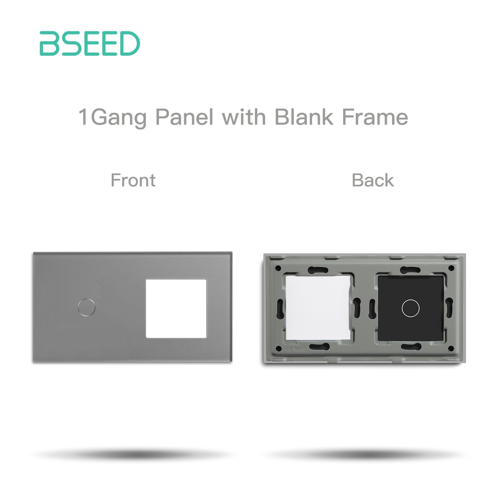 Bseed Crystal Glass Switch Frame Wall Socket DIY Part Home Improvement 157mm Bseedswitch Grey 1 Gang+1 slot Frame 