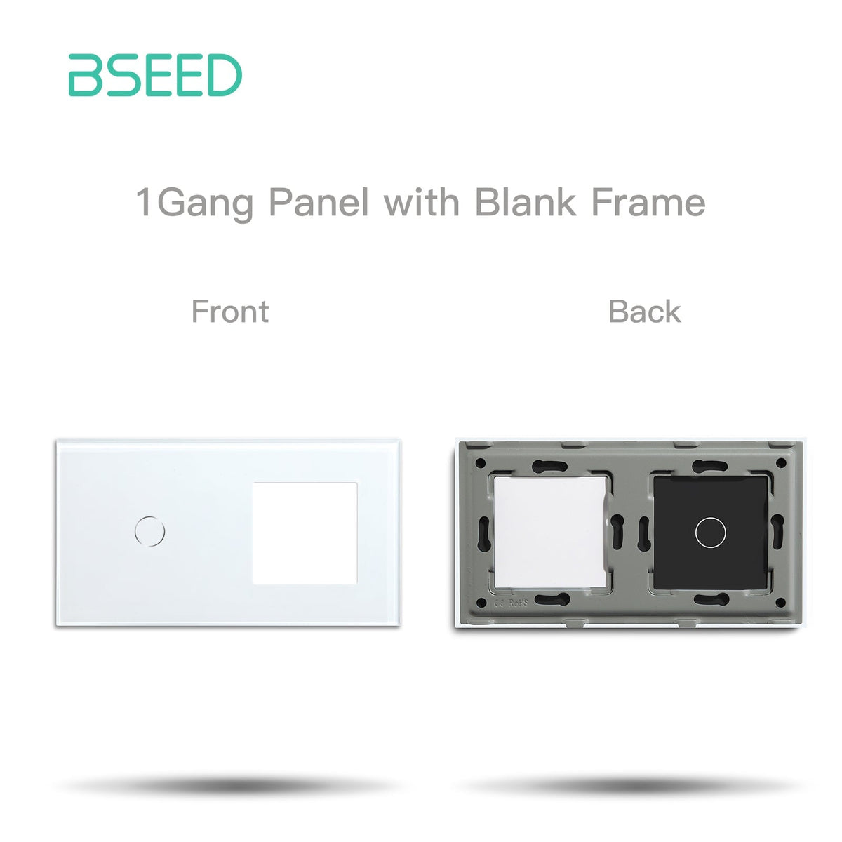 Bseed Crystal Glass Switch Frame Wall Socket DIY Part Home Improvement 157mm Bseedswitch White 1 Gang+1 slot Frame 