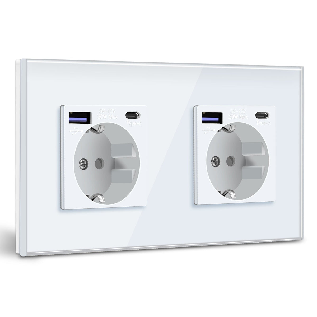 BSEED EU sockets with 20W PD Fast Charge Type-C Interface Outlet Wall Socket Power Outlets & Sockets Bseedswitch White Double 