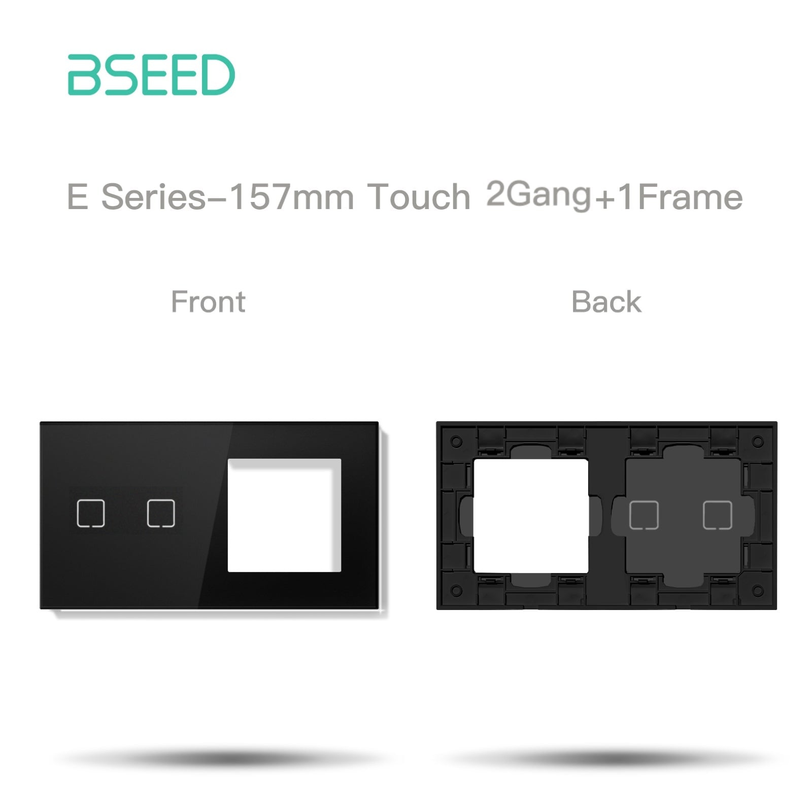 BSEED Echo Touch DIY Part Customized Free Combinations Glass Panels Light Switches Bseedswitch Black 2 Gang +1 slot Panel 