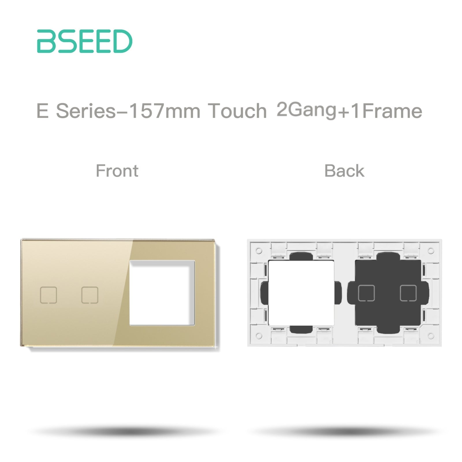 BSEED Echo Touch DIY Part Customized Free Combinations Glass Panels Light Switches Bseedswitch Gold 2 Gang +1 slot Panel 