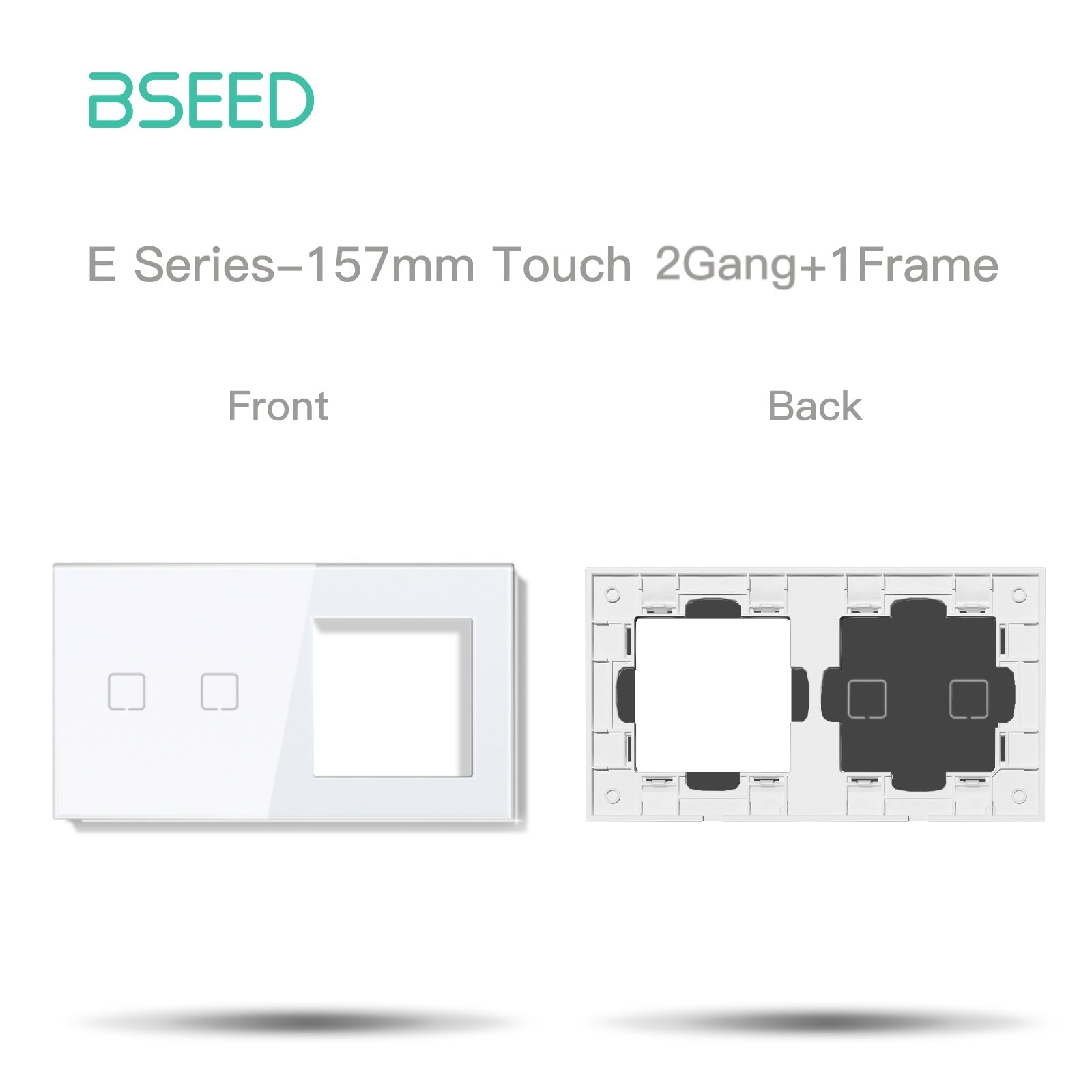 BSEED Echo Touch DIY Part Customized Free Combinations Glass Panels Light Switches Bseedswitch White 2 Gang +1 slot Panel 