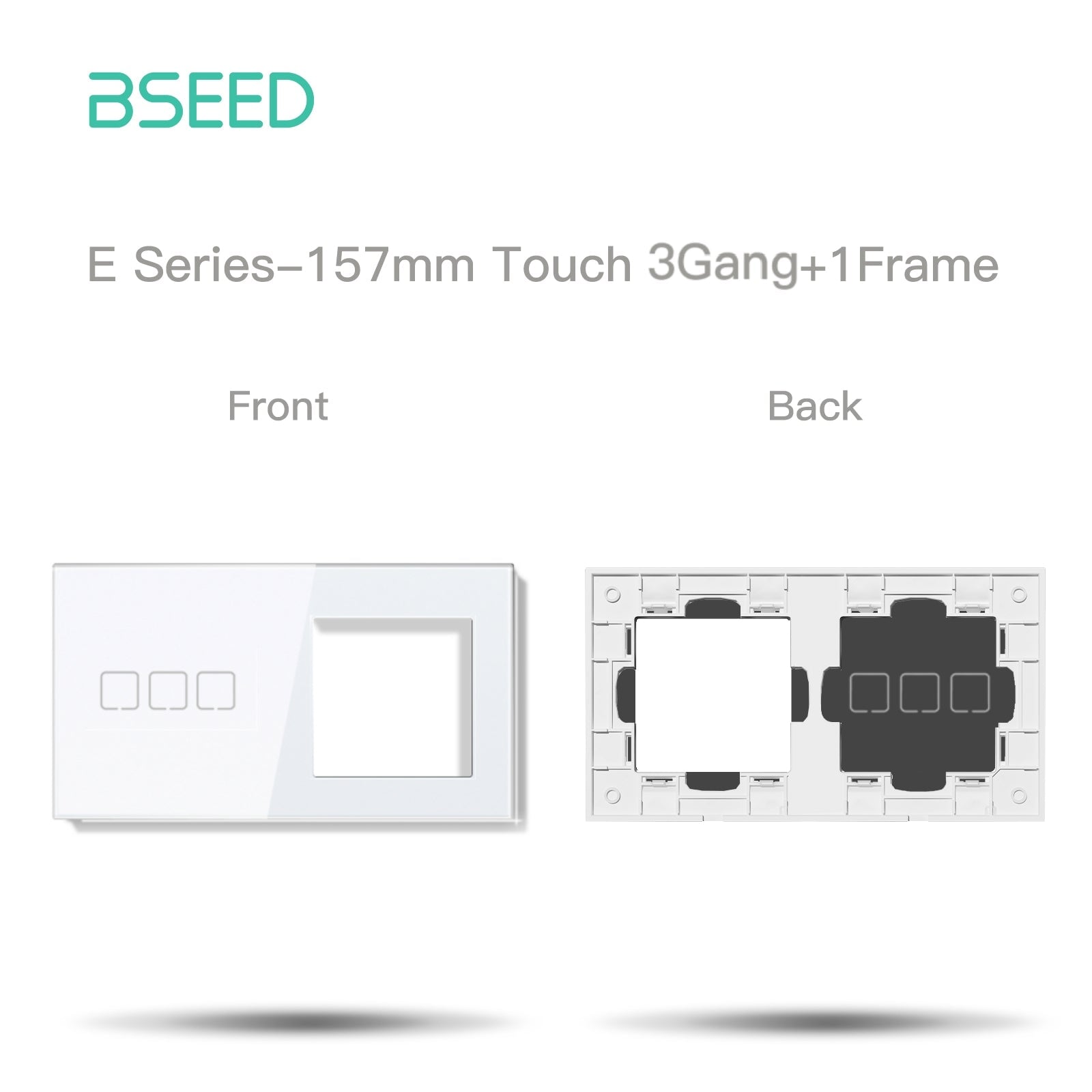 BSEED Echo Touch DIY Part Customized Free Combinations Glass Panels Light Switches Bseedswitch White 3 Gang +1 slot Panel 