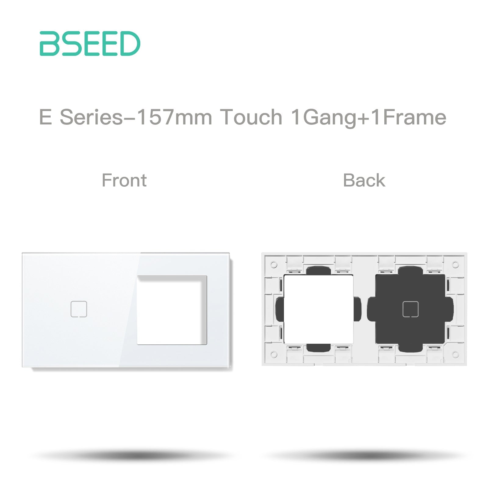 BSEED Echo Touch DIY Part Customized Free Combinations Glass Panels Light Switches Bseedswitch White 1 Gang +1 slot Panel 