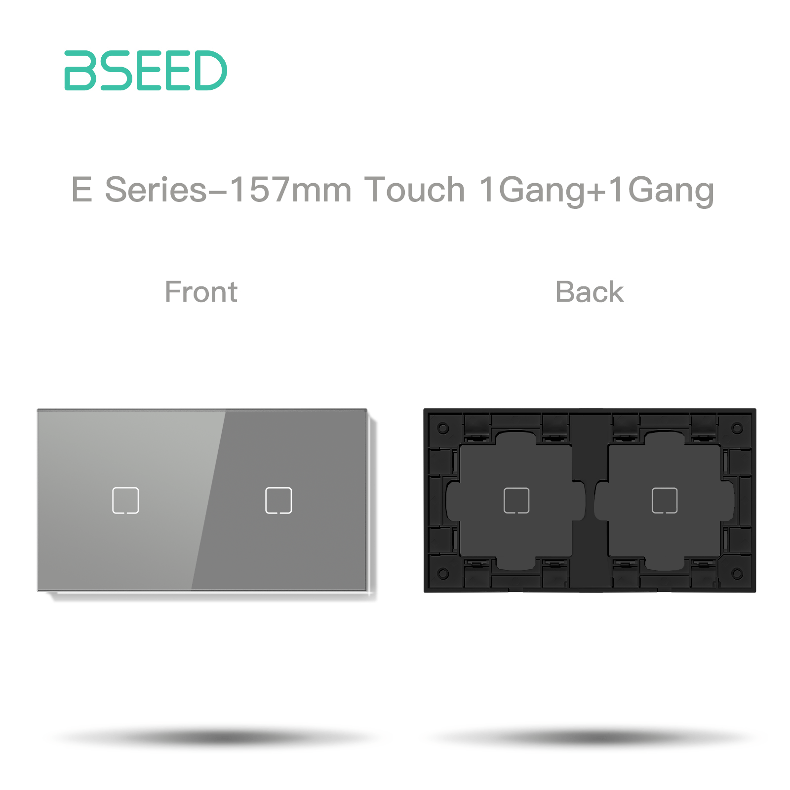 BSEED Echo Touch DIY Part Customized Free Combinations Glass Panels Light Switches Bseedswitch Grey 1 Gang +1 Gang Panel 