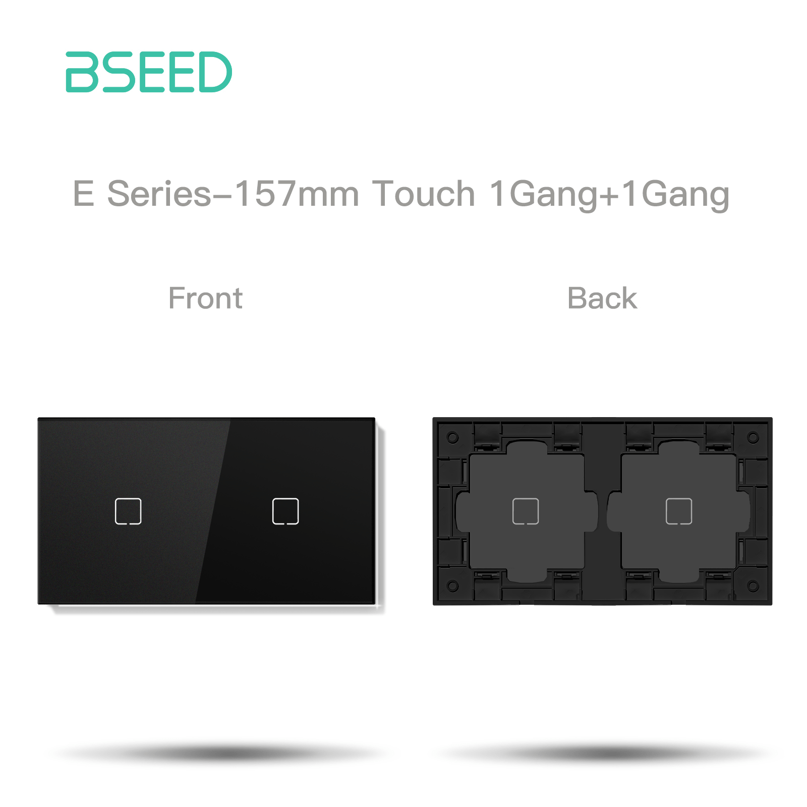 BSEED Echo Touch DIY Part Customized Free Combinations Glass Panels Light Switches Bseedswitch Black 1 Gang +1 Gang Panel 