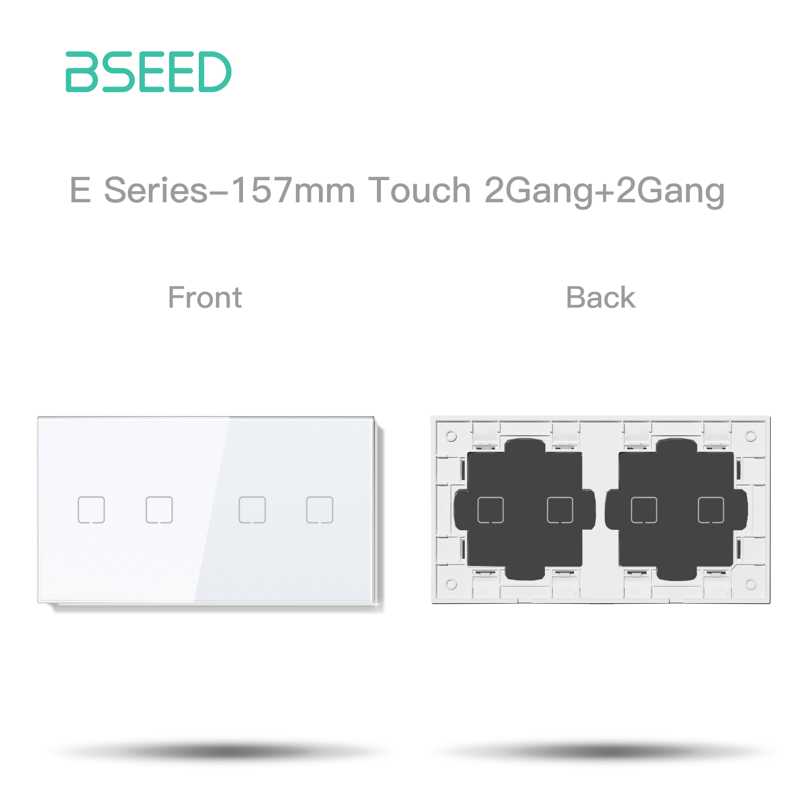 BSEED Echo Touch DIY Part Customized Free Combinations Glass Panels Light Switches Bseedswitch White 2 Gang +2 Gang Panel 