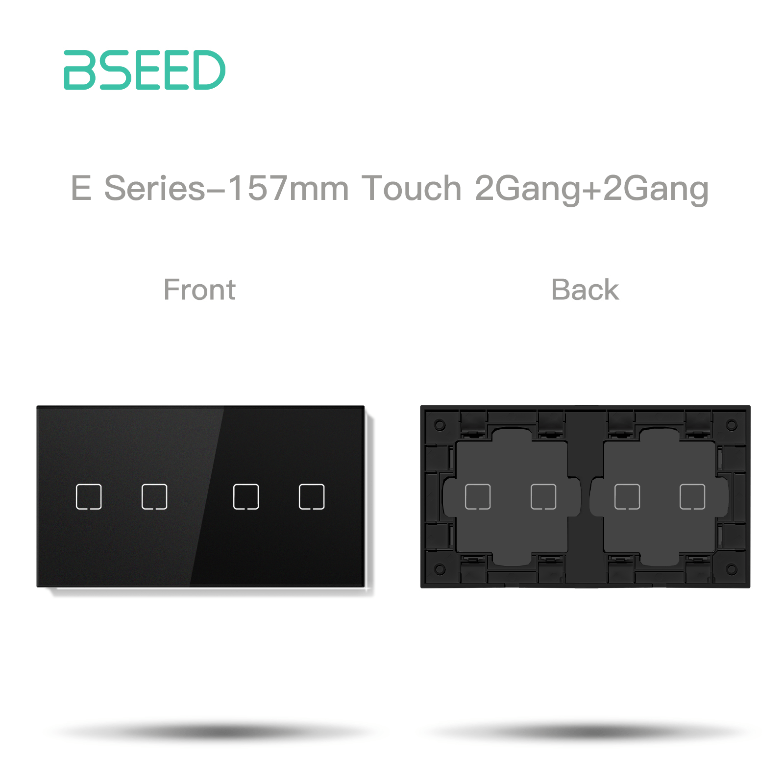 BSEED Echo Touch DIY Part Customized Free Combinations Glass Panels Light Switches Bseedswitch Black 2 Gang +2 Gang Panel 