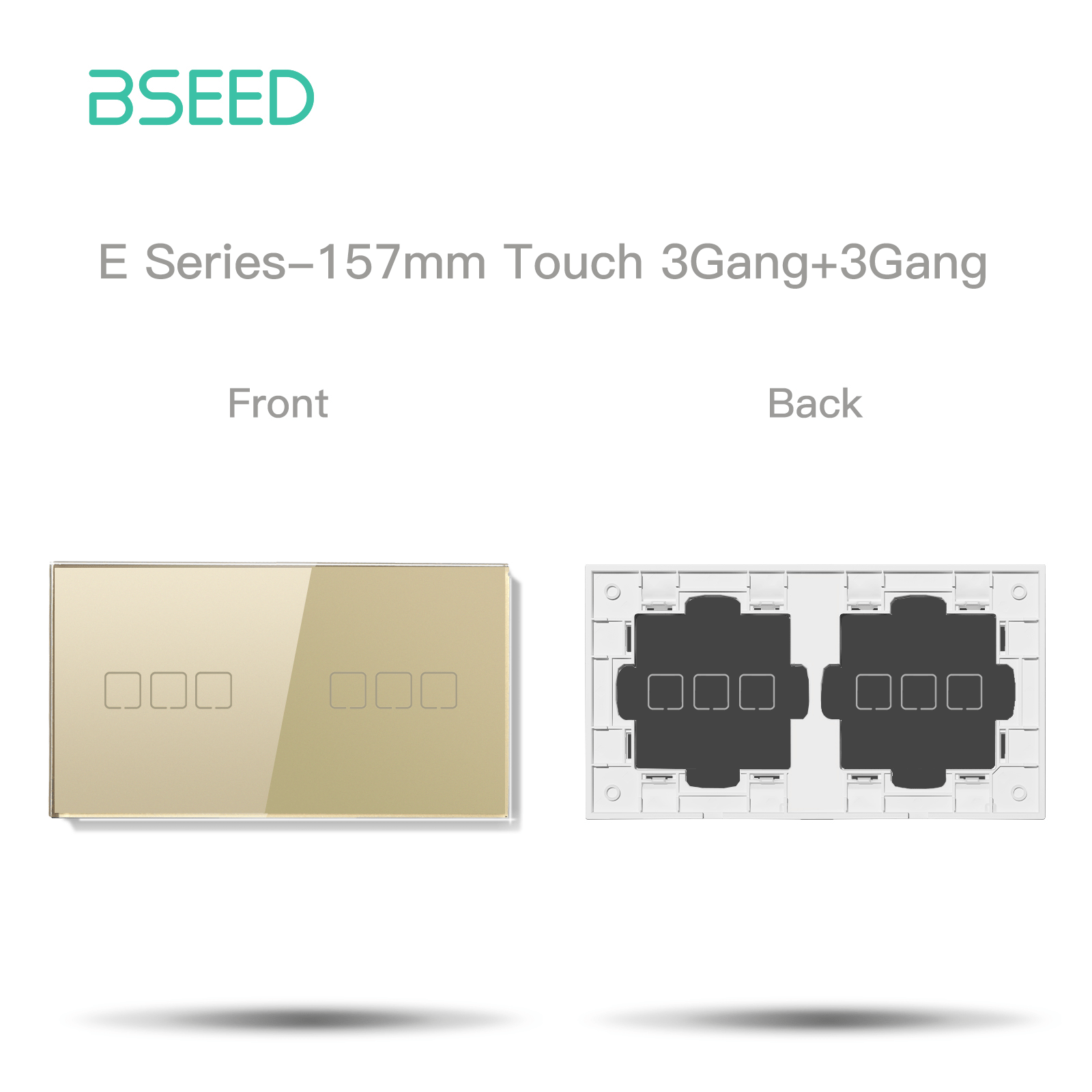 BSEED Echo Touch DIY Part Customized Free Combinations Glass Panels Light Switches Bseedswitch Gold 3 Gang +3 Gang Panel 
