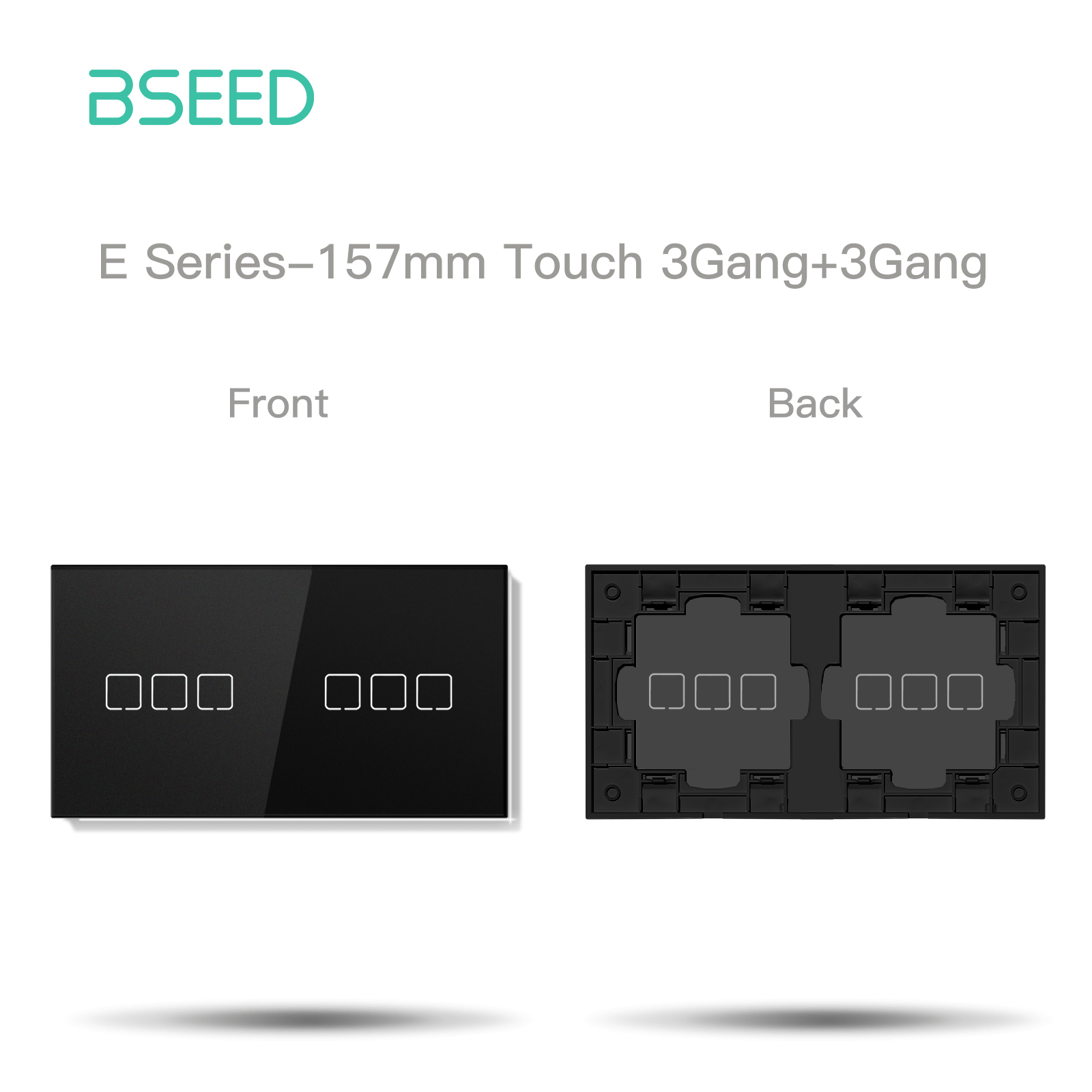 BSEED Echo Touch DIY Part Customized Free Combinations Glass Panels Light Switches Bseedswitch Black 3 Gang +3 Gang Panel 