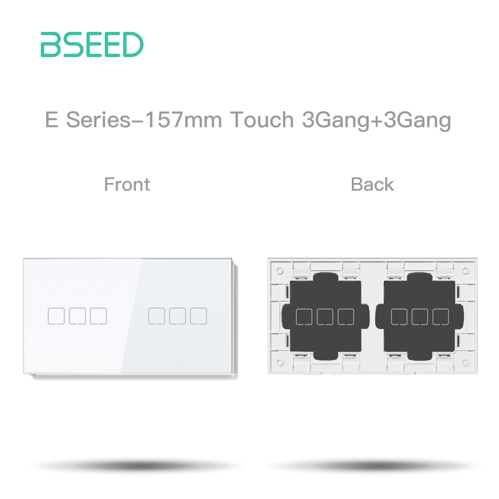 BSEED Echo Touch DIY Part Customized Free Combinations Glass Panels Light Switches Bseedswitch White 3 Gang +3 Gang Panel 