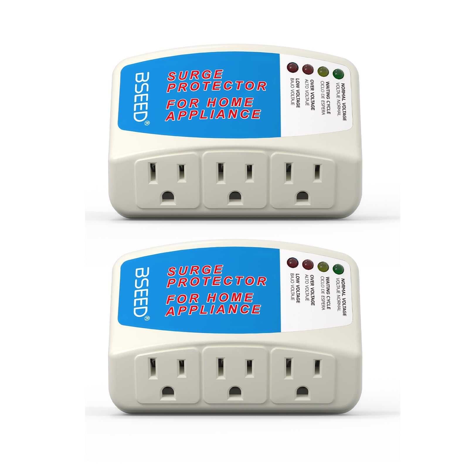 Bseed US 120V Surge Protector Voltage Brownout Plug Home Appliance PC Series Voltage Transformers & Regulators Bseedswitch 3 Socket 2 PCS/Pack 